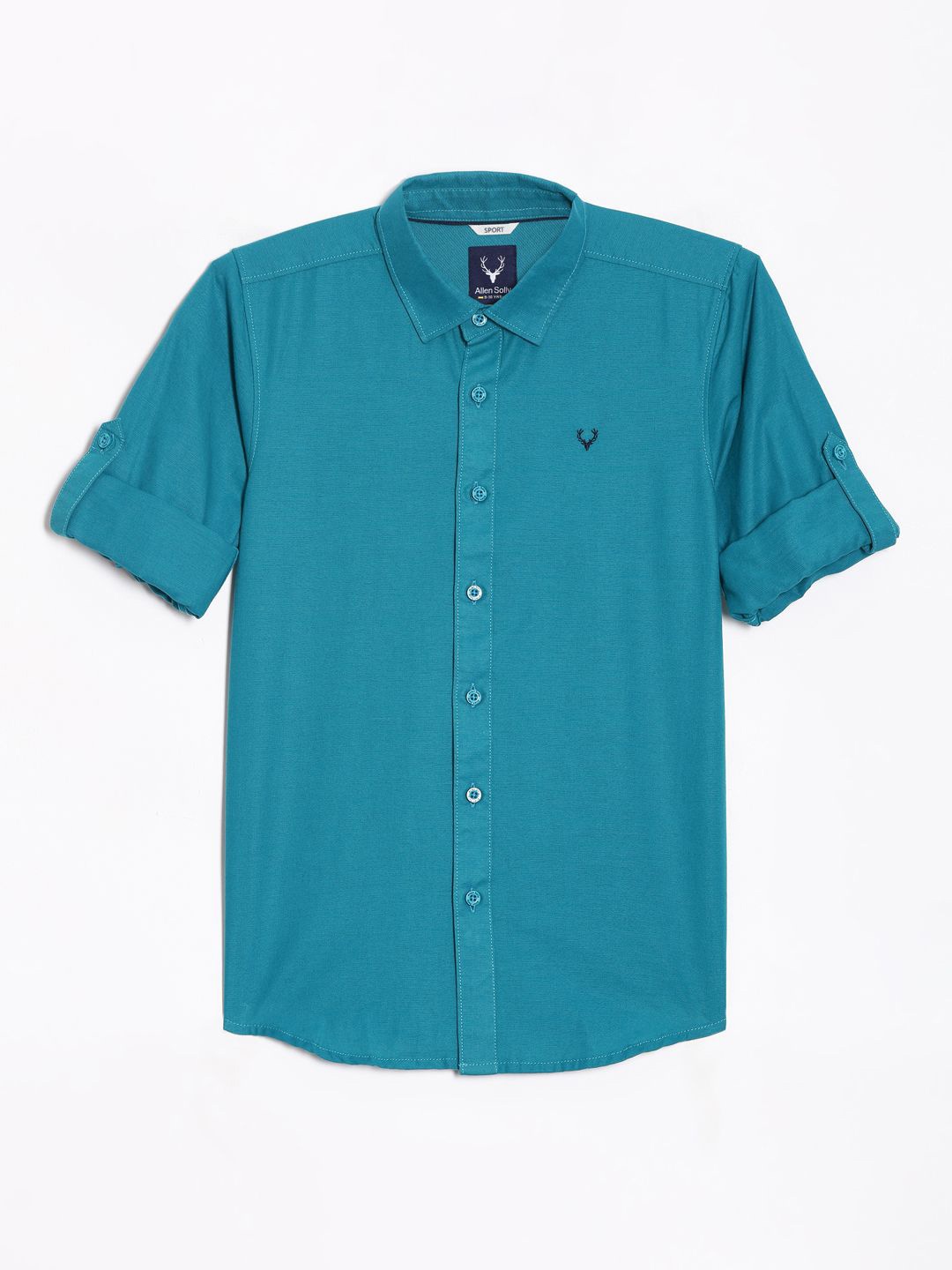 

Allen Solly Junior Boys Spread Collar Solid Cotton Slim Fit Casual Shirt, Blue