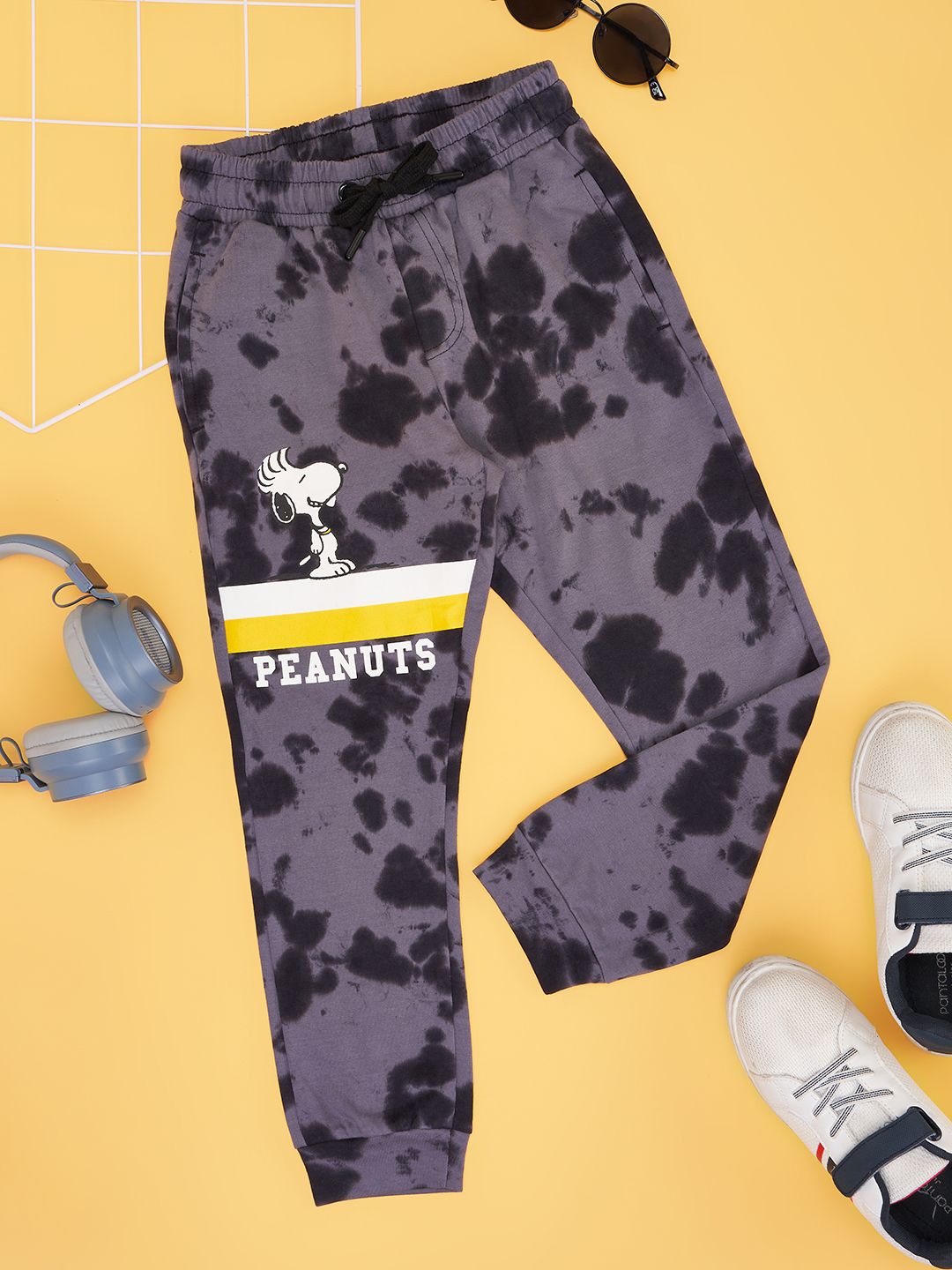 

Pantaloons Junior Abstract Boys Printed Pure Cotton Joggers, Black
