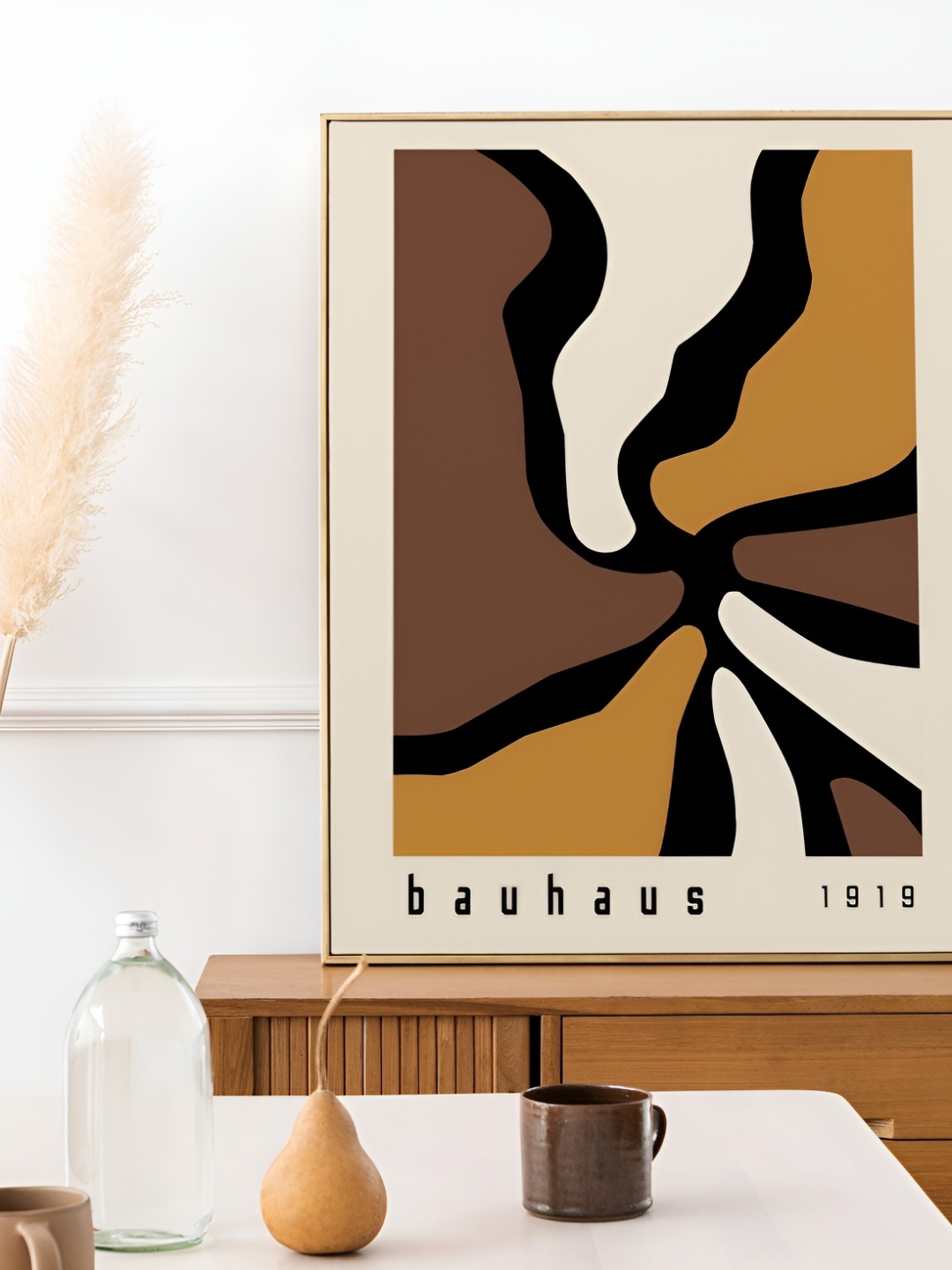 

SAF Off White & Brown 1 Piece Wood Abstract Wall Paintings