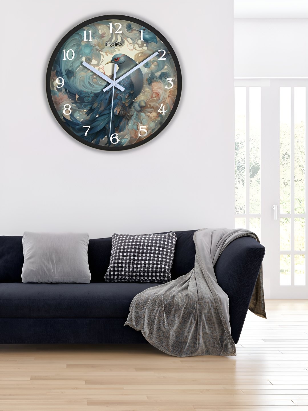 

OLIVE TREE Black & Blue Printed Analogue Contemporary Wall Clock