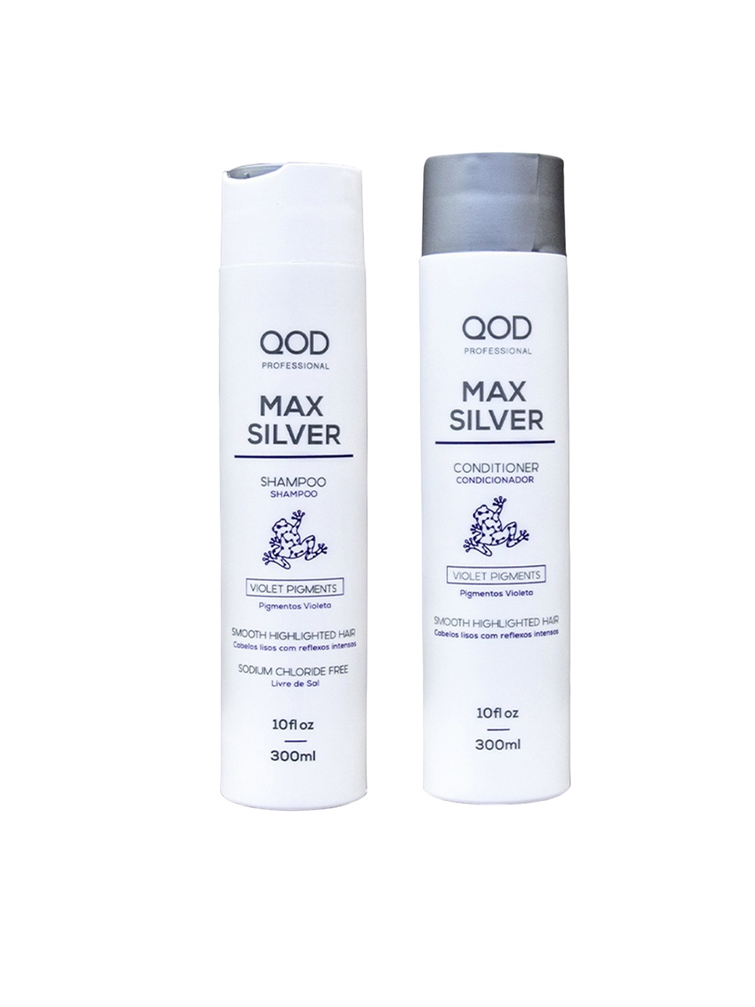 

QOD PROFESSIONAL Max Silver Shampoo & Conditioner - 300ml Each, Black