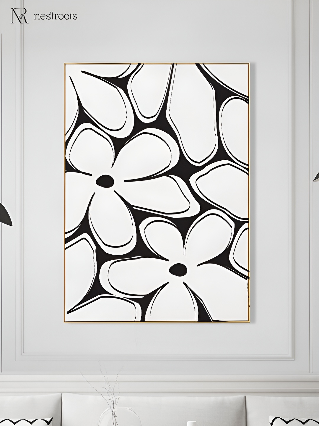 

nestroots White & Black Canvas Floral and Botanical Paintings Wall Art