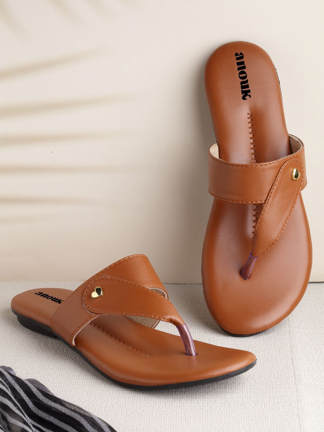 

Anouk Women T-Strap Flats, Tan