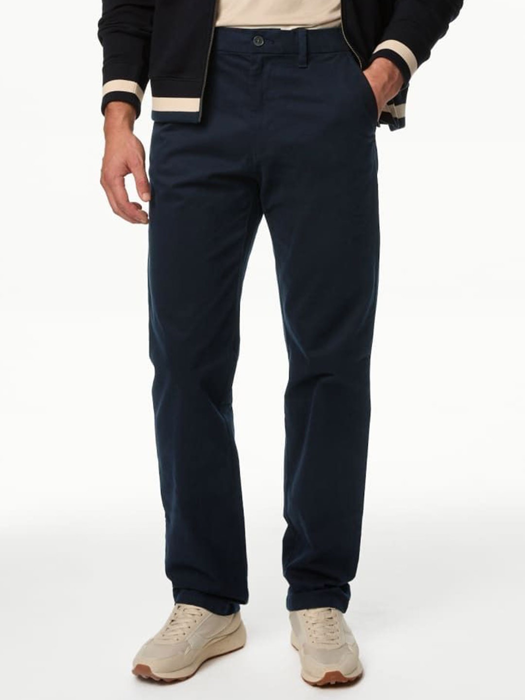

Marks & Spencer Men Regular Fit Chinos Trousers, Navy blue