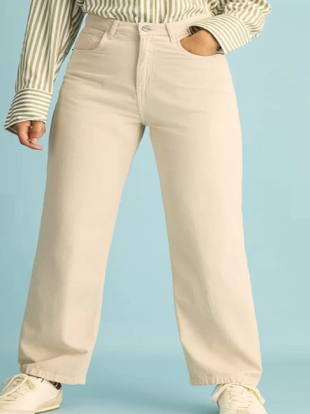 

Perfect Outlet Women Straight Fit High-Rise Stretchable Jeans, Cream