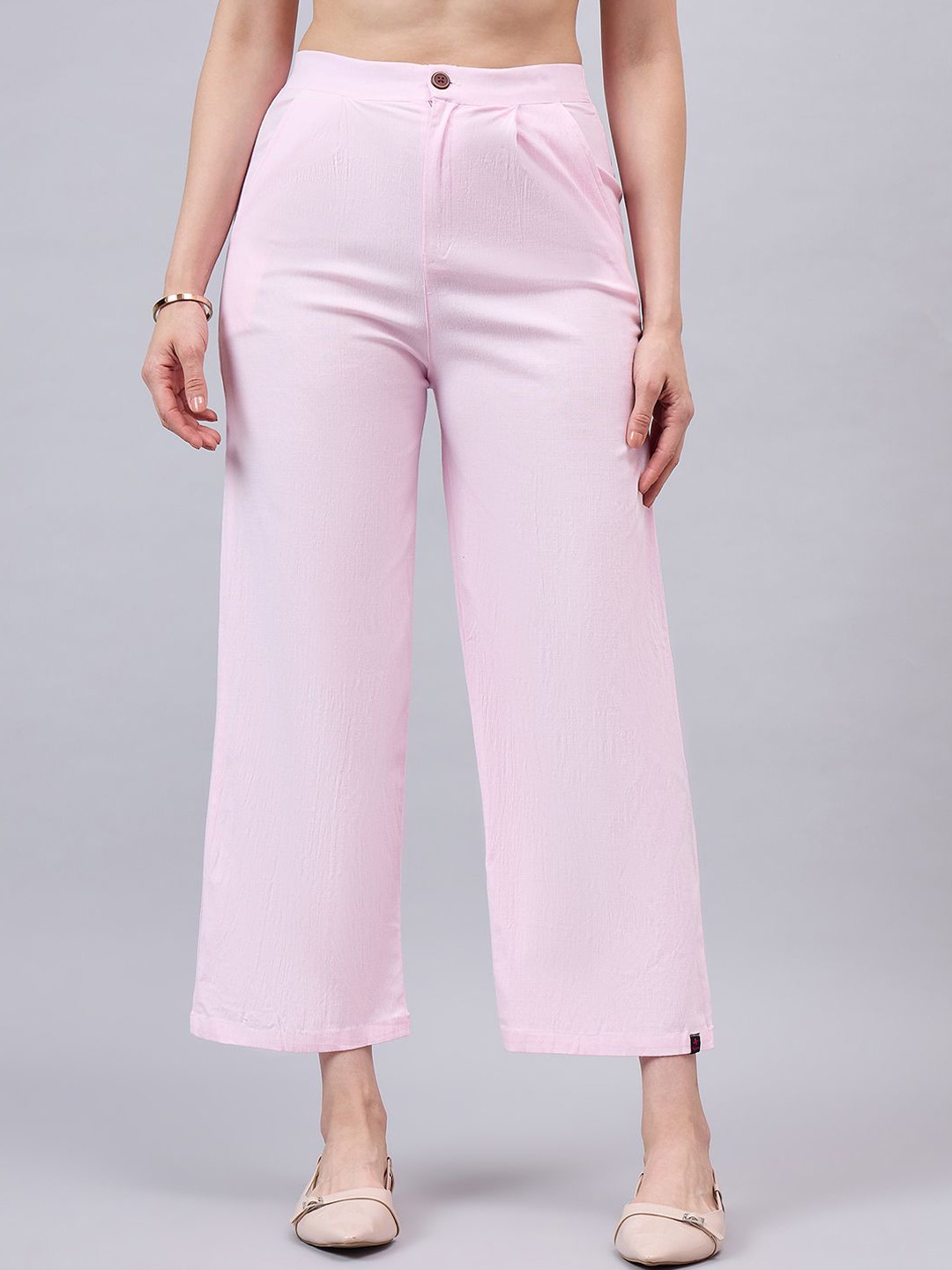 

THE PAJAMA FACTORY Women Smart High-Rise Parallel Trousers, Pink
