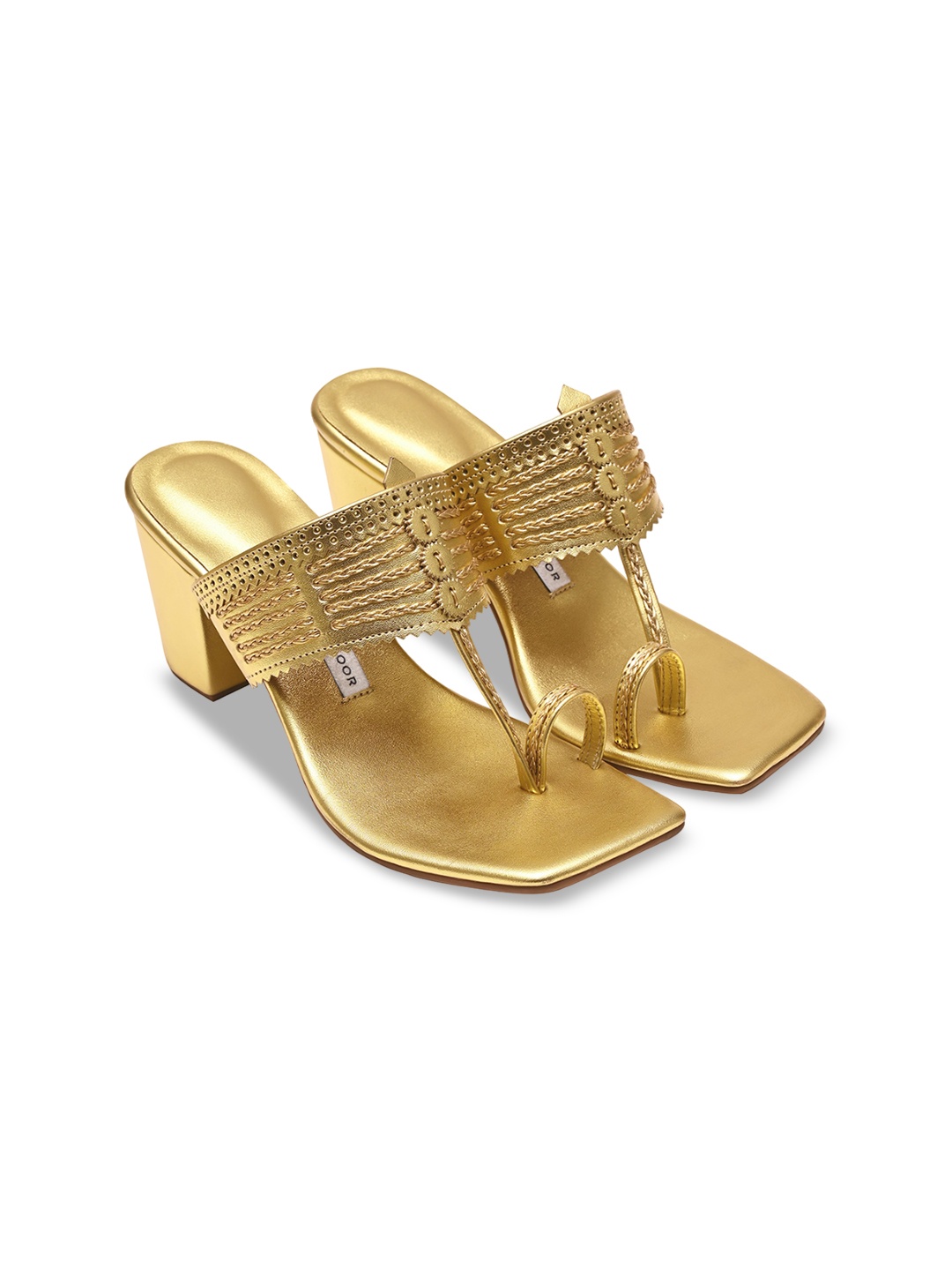

Aprajita Toor Ethnic Embellished Block Sandals, Gold