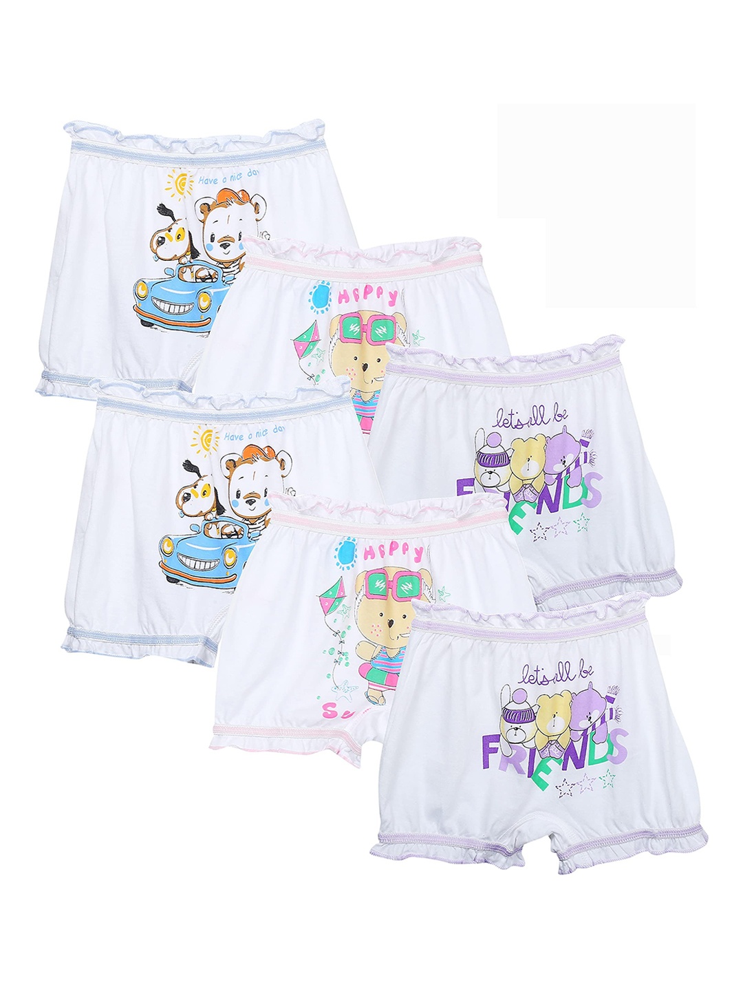 

Dowin Unisex Kids Pack of 6 Cotton Ribbed Briefs van8902733639828, Assorted