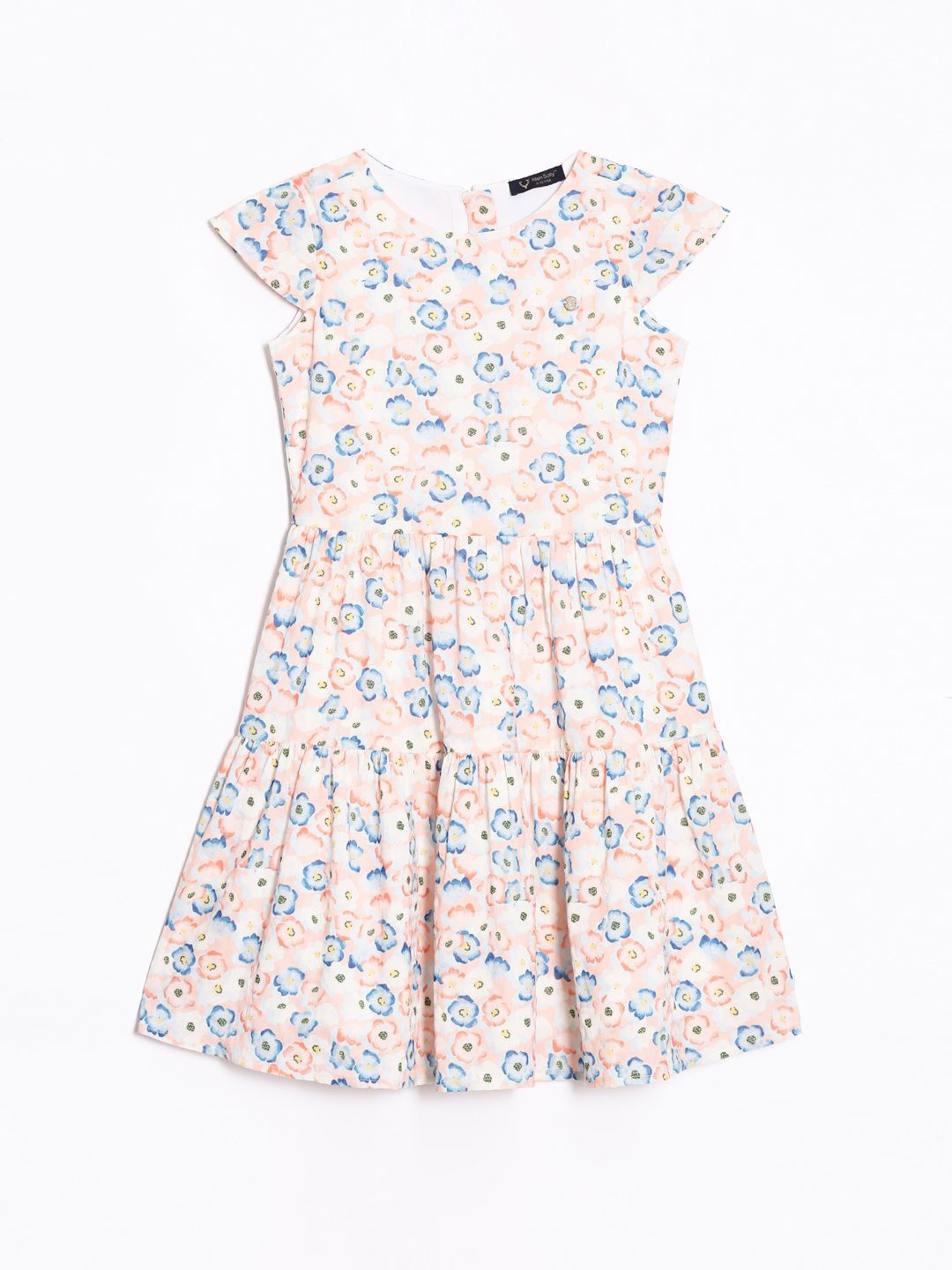 

Allen Solly Junior Girls Floral Printed Cape Sleeves Fit & Flare Dress, Cream