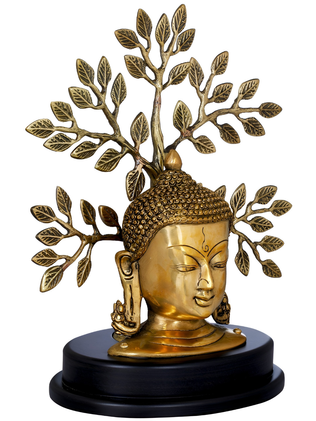 

Exotic India Gold Toned & Black Buddha Brass Idol Showpiece