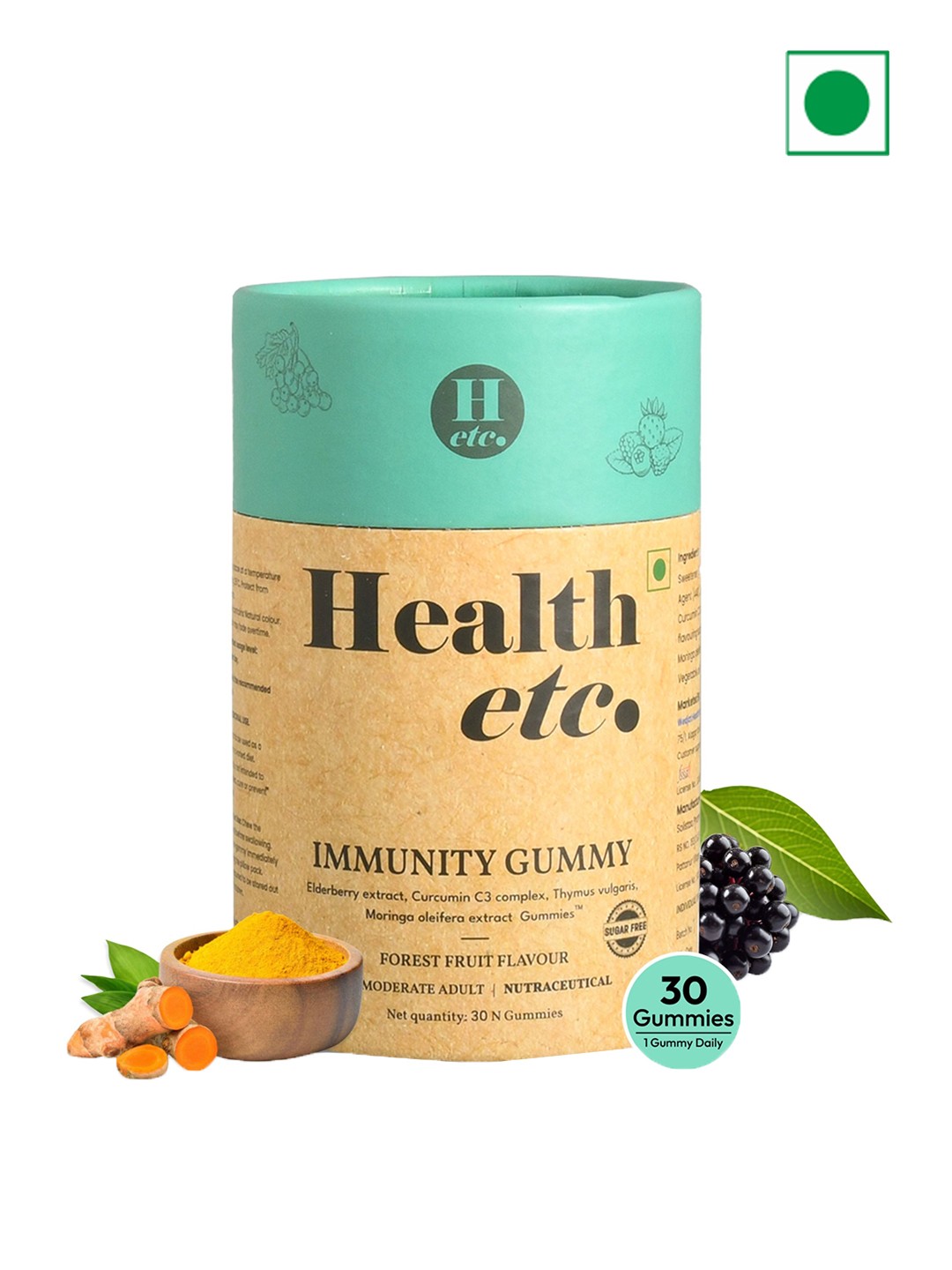 

Health etc. Forest Fruit Flavour Immunity Gummy - 30 Gummies, Green