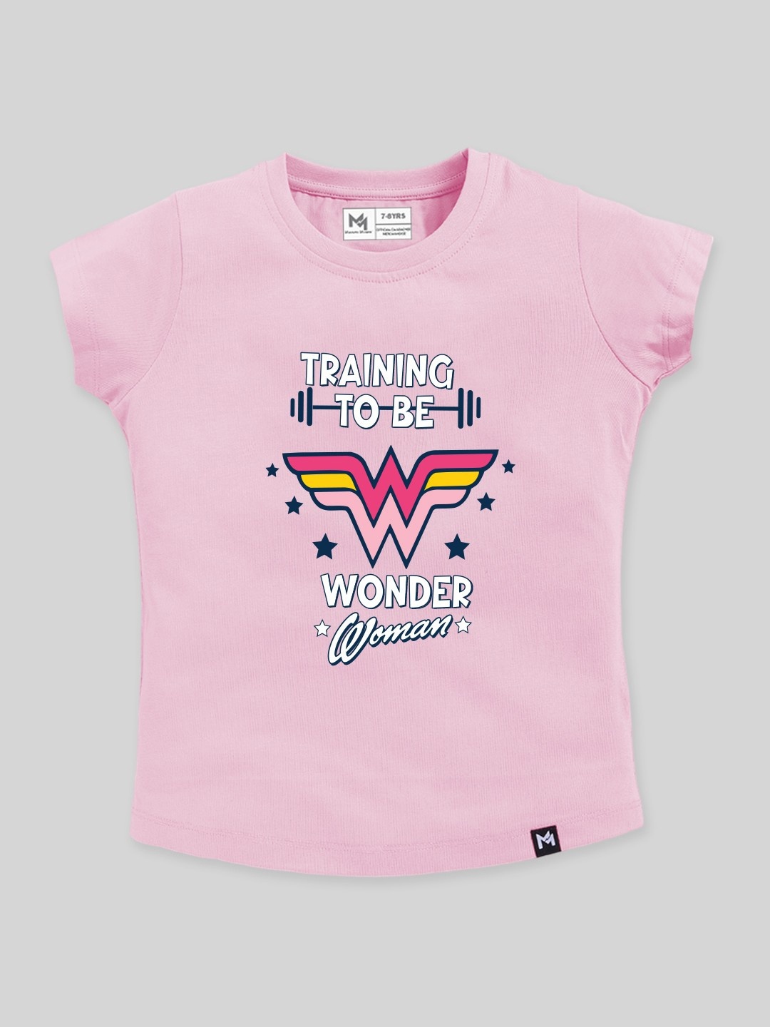 

YK X Minute Mirth Girls Wonder Woman Printed Pure Cotton T-shirt, Pink