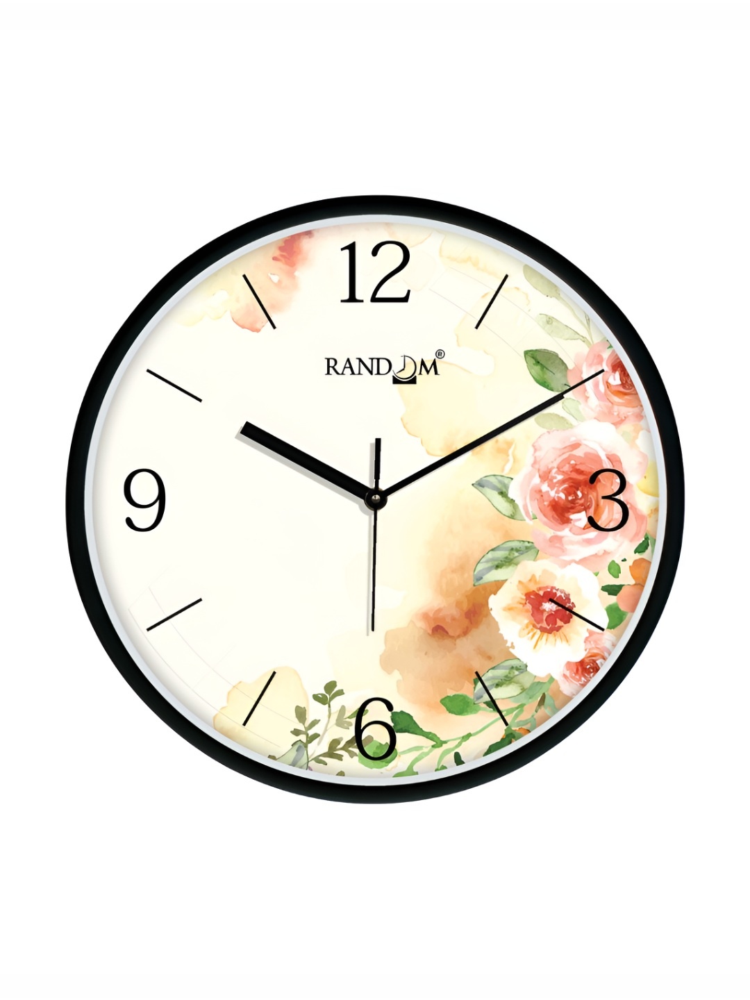 

RANDOM Printed Round Shaped Sweep Silent Movement Contemporary Wall Clock, Cream