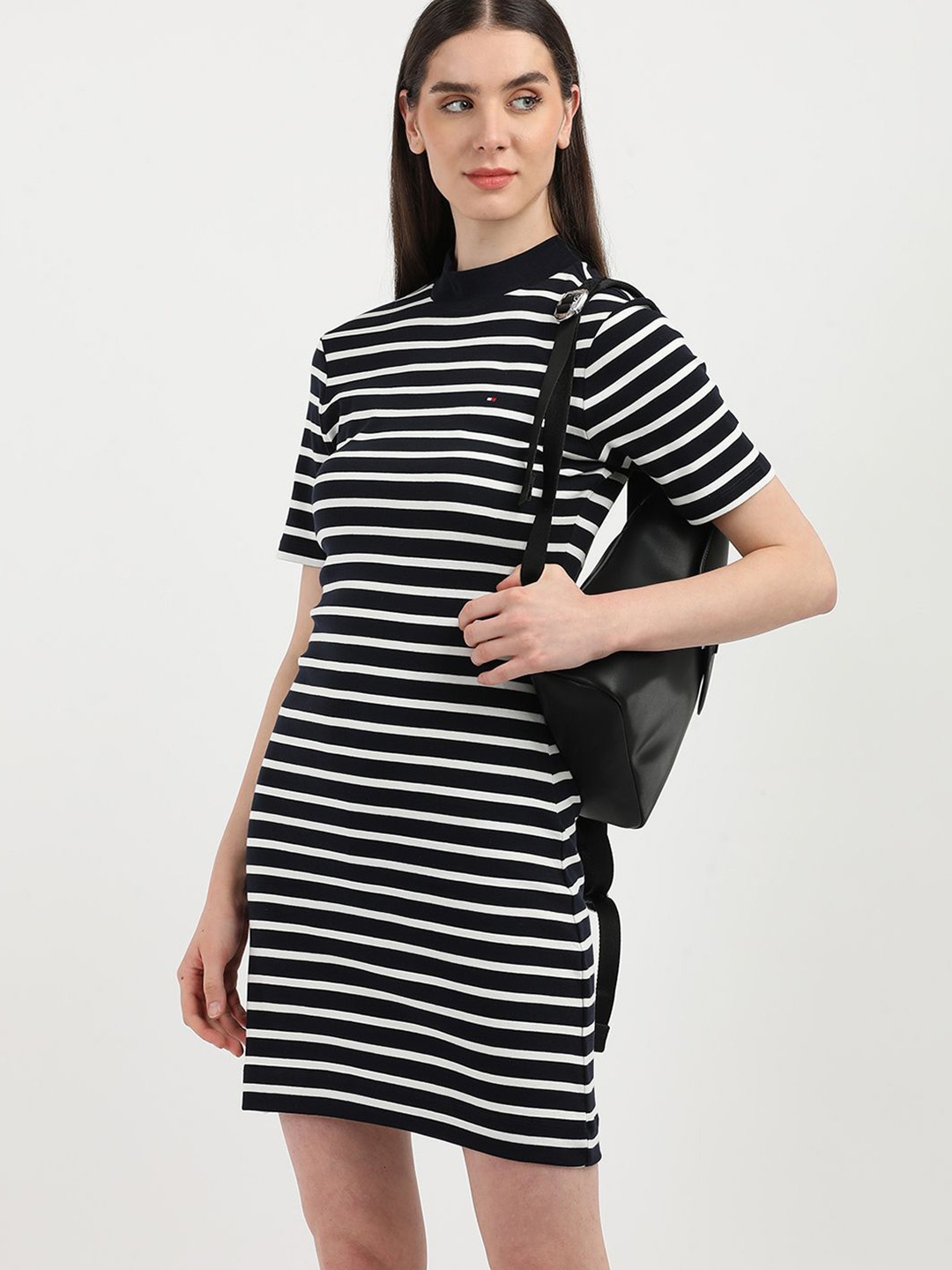 

Tommy Hilfiger Women Striped T-shirt Dress, Black