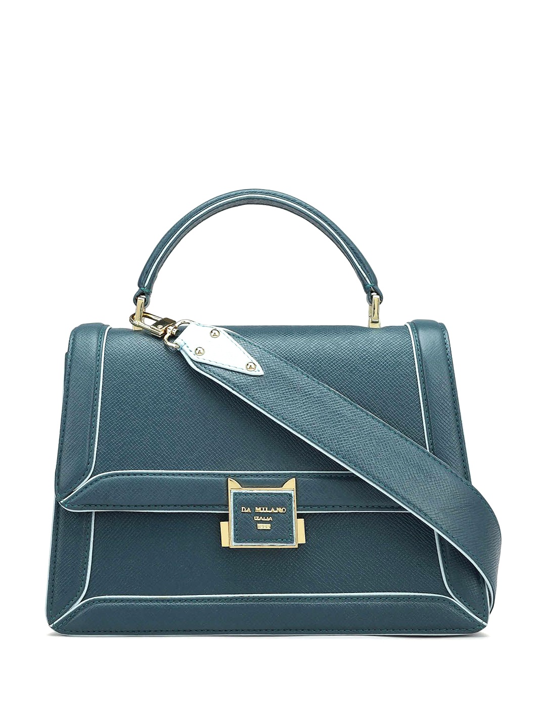 

Da Milano Leather Structured Satchel, Blue