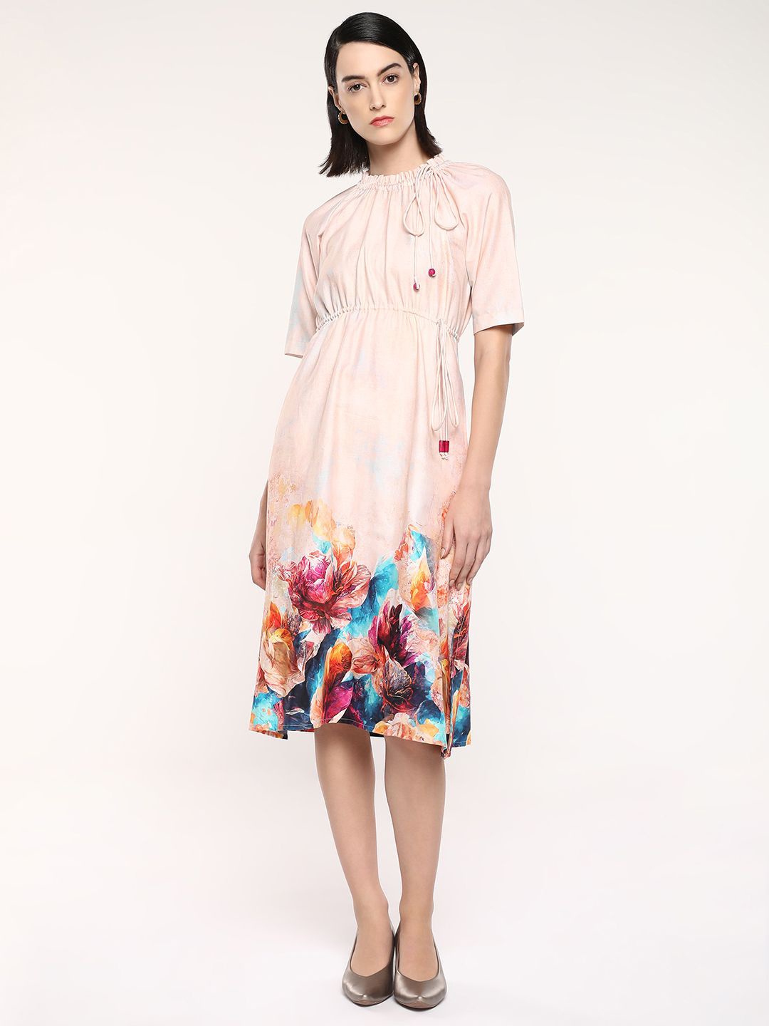 

RAREISM Floral Printed A-Line Midi Dress, Multi