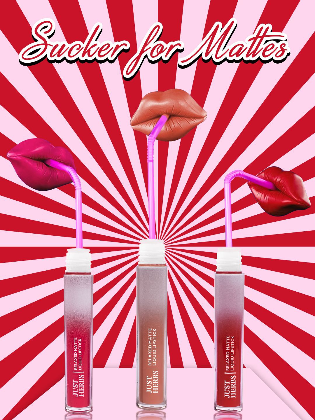 

Just Herbs Relaxed Matte Set Of 3 Liquid Lipstick - 4ml Each - Deep Desire, Maroon