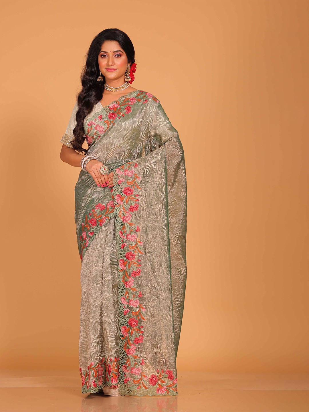 

Morchari Tissue Saree, Green