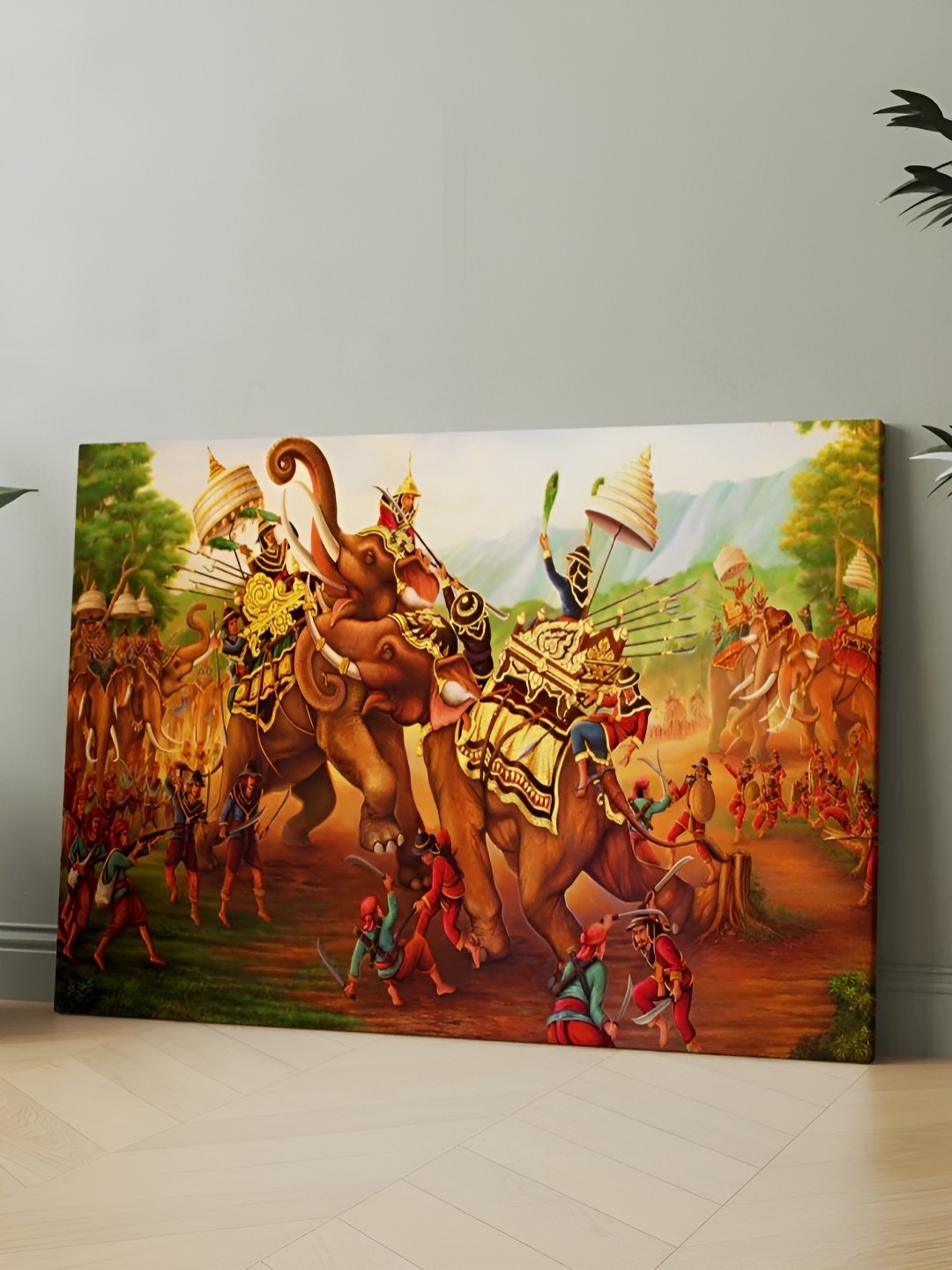 

CLAWCRAFTS Brown and Green Wooden Canvas Wall Painting