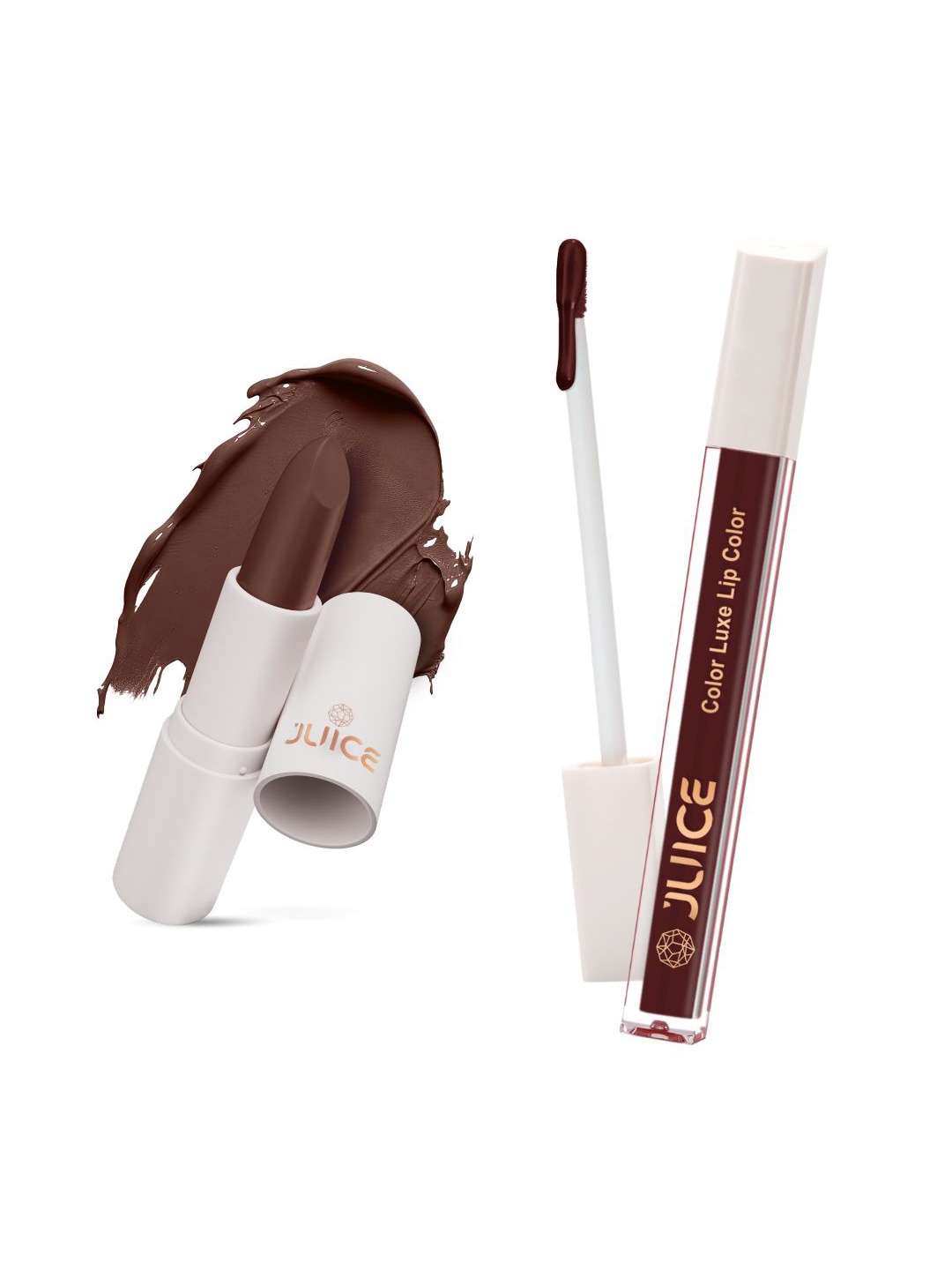 

JUICE Set of Color Luxe Lip Color 2.5ml & Kiss Sensation Lipstick 4g - Shade M17 & M08, Brown