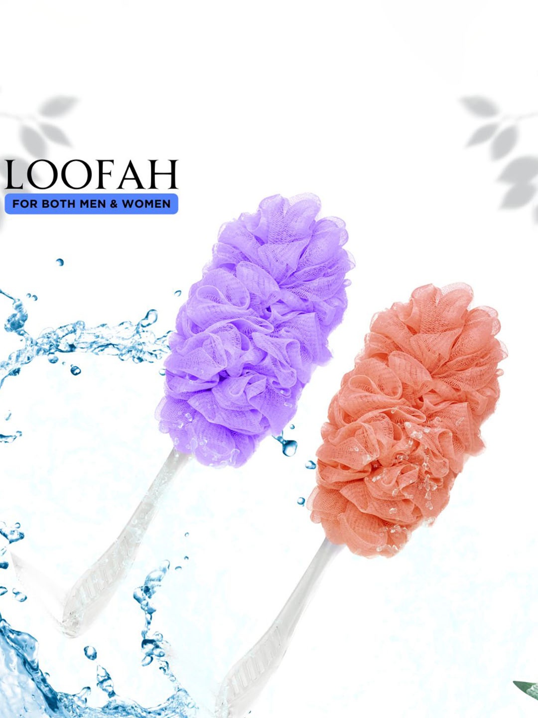 

CareDone Set of 2 Soft Long Loofah with Handle, Lavender