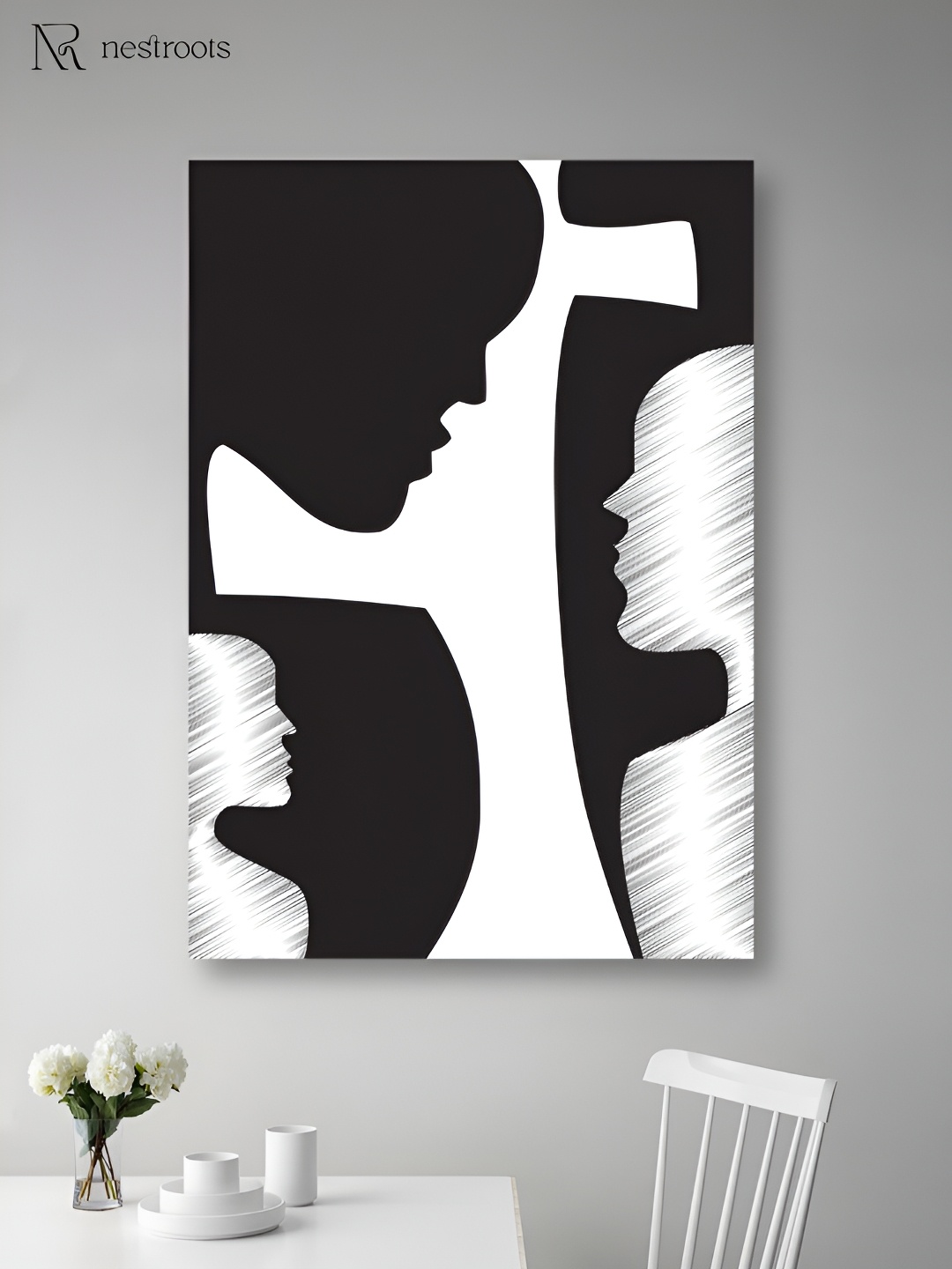 

nestroots The Ripples of Time White & Black Canvas Wall Art