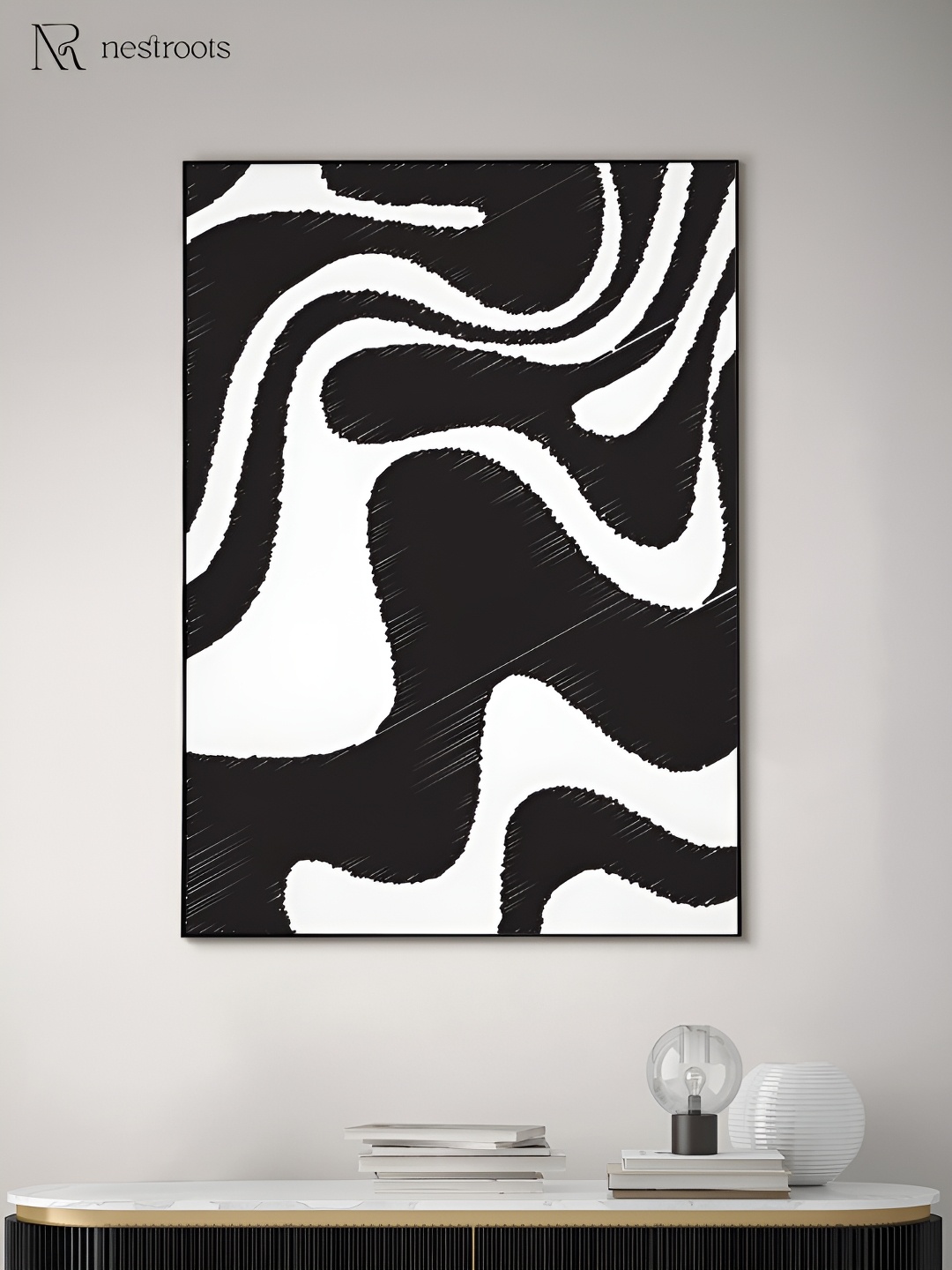 

nestroots A Storm Within the Silence White & Black Canvas Wall Art