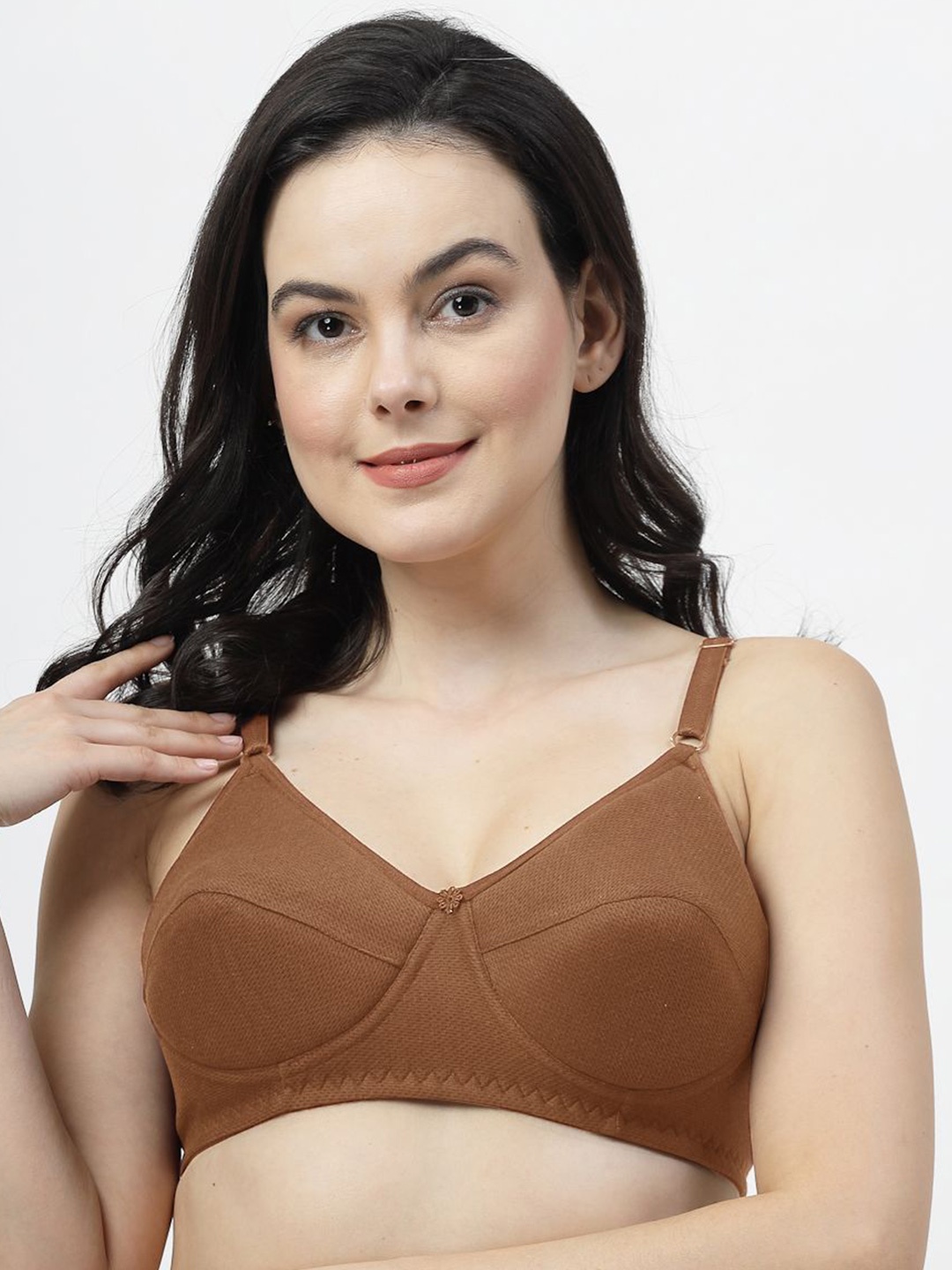 

SHYAM SONS FLAIR Solid Full Coverage Non-Wired Lightly Padded Bra, Brown