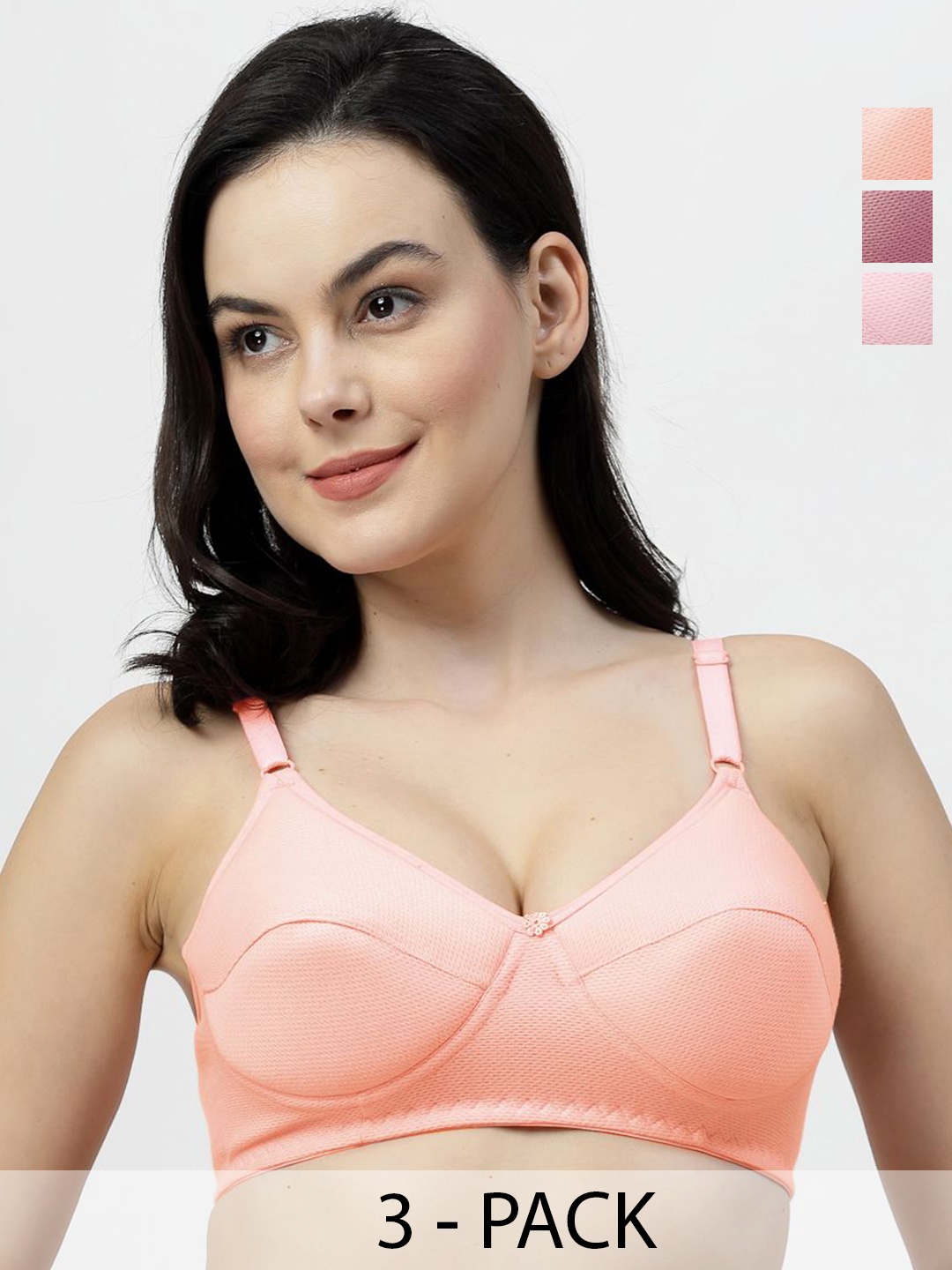 

SHYAM SONS FLAIR Pack Of 3 Women Medium Coverage Lightly Padded Bra, Pink