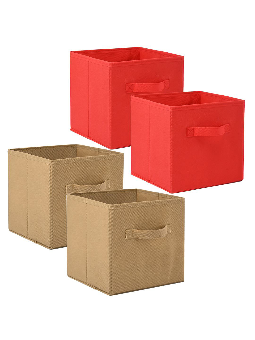 

Kuber Industries Red & Beige 4 Pieces Drawer Organisers