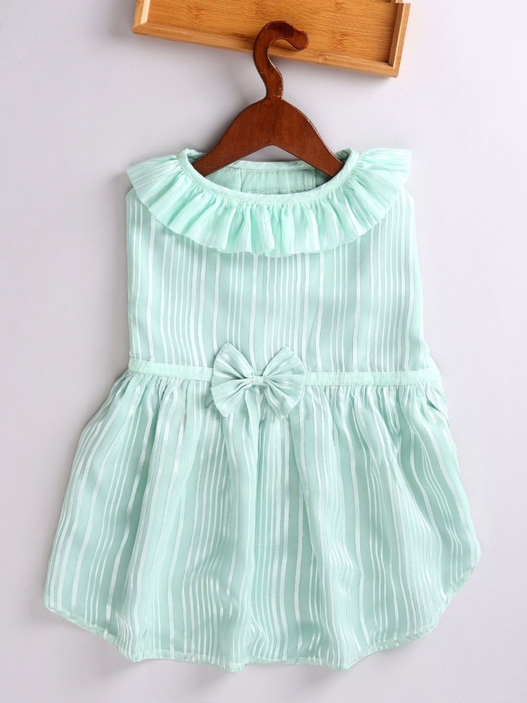 

VASTRAMAY Lurex Striped Dog Dresses, Green