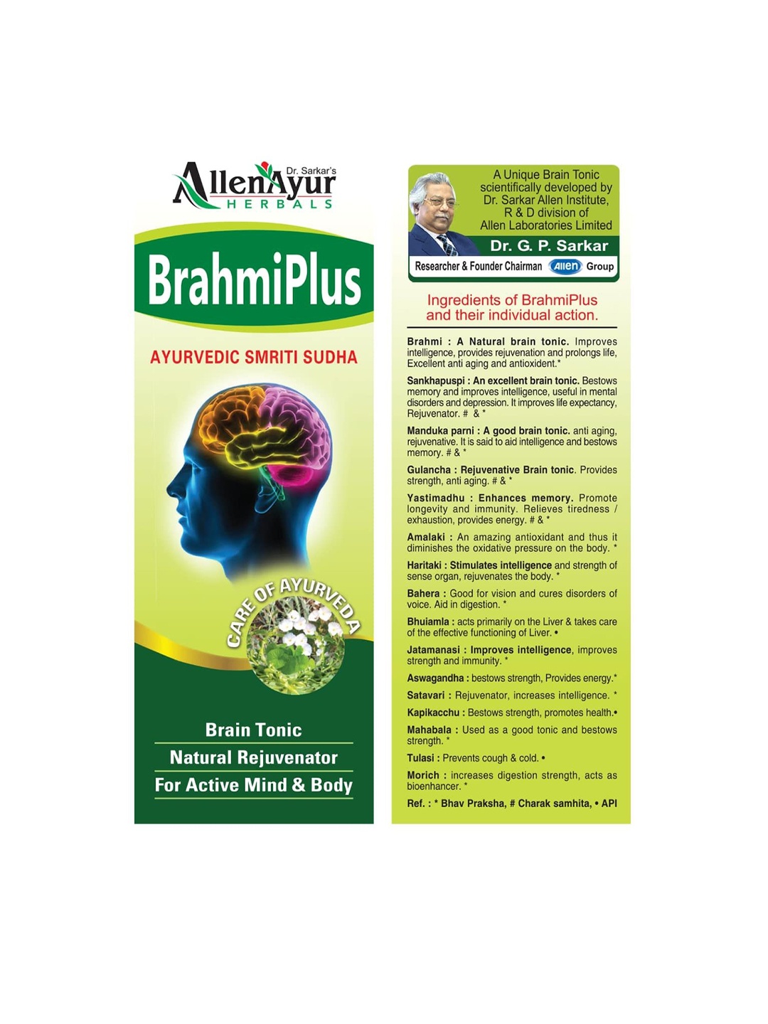 

ALLEN Brahmi Plus Ayurvedic Smriti Sudha Liquid-200 ml, Brown