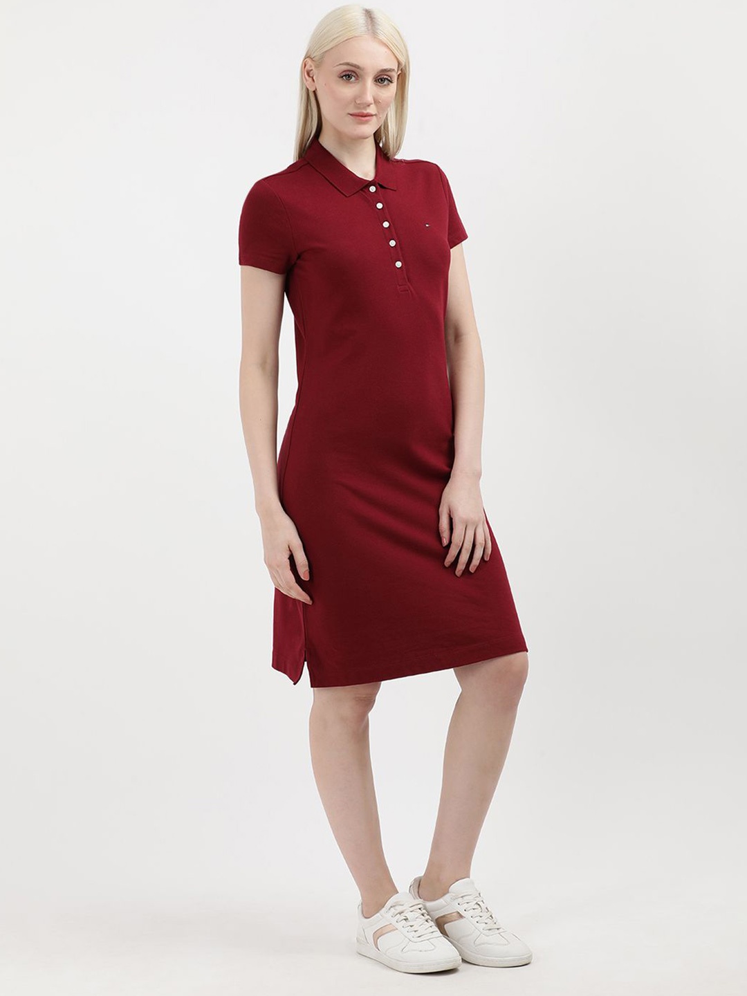 

Tommy Hilfiger Shirt Collar Solid Sheath Dress, Red