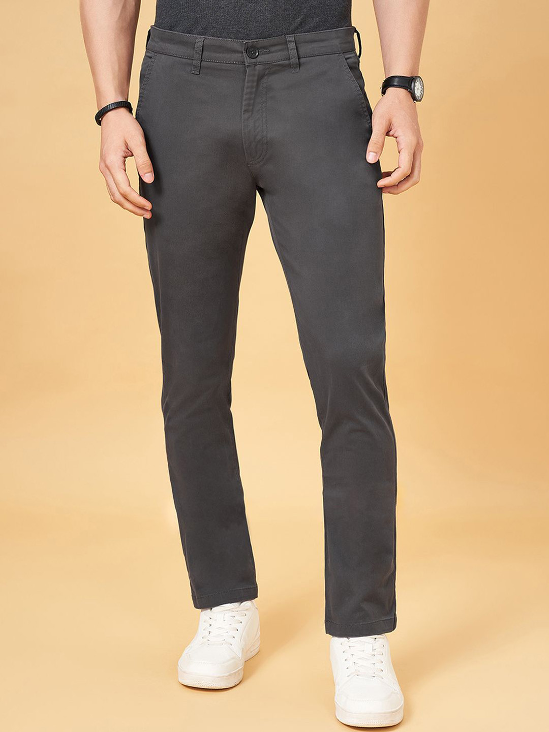 

BYFORD by Pantaloons Men Slim Fit Regular Trousers, Grey