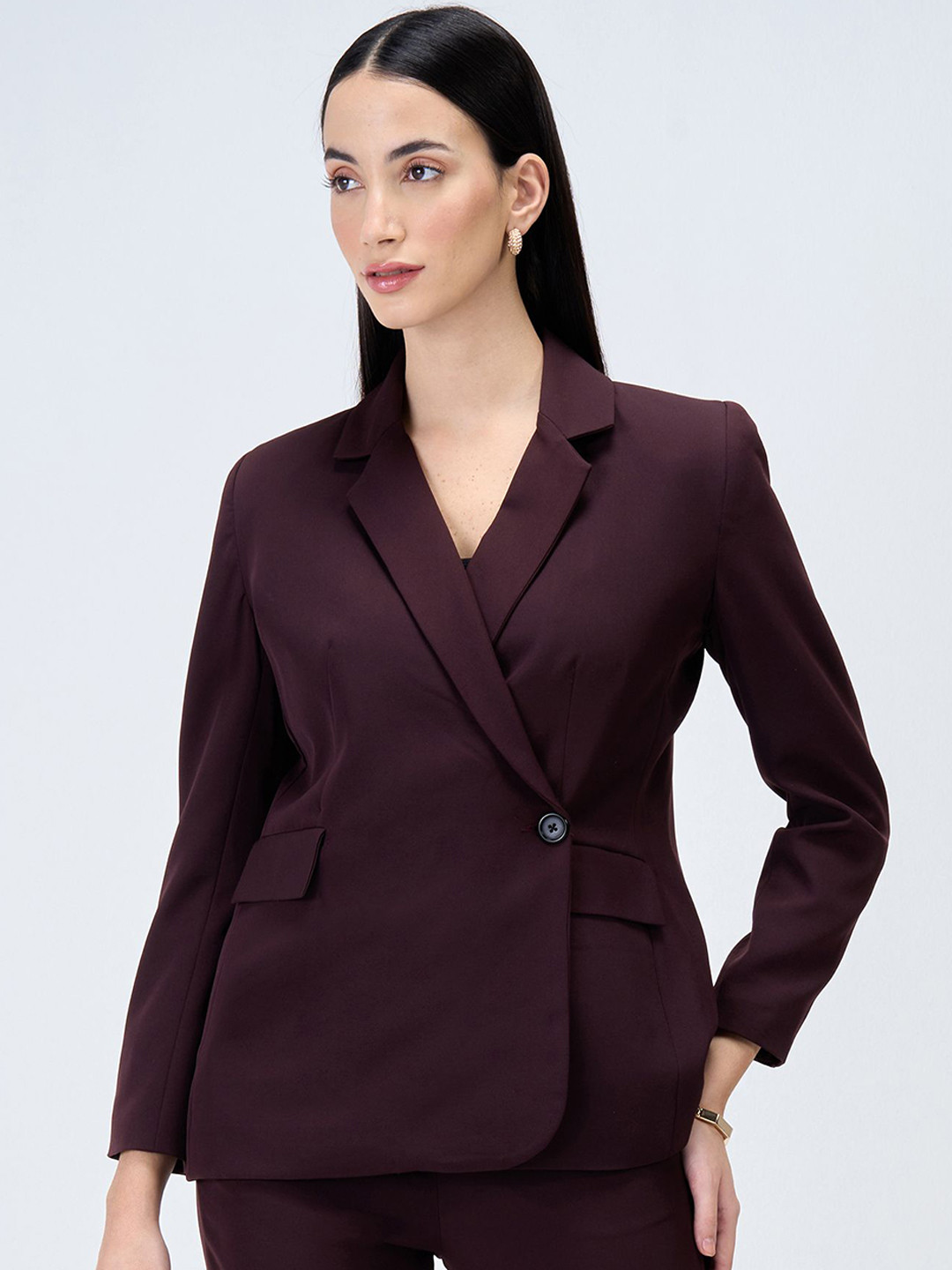 

SALT ATTIRE Tailored-Fit Single Breasted Formal Blazer, Brown