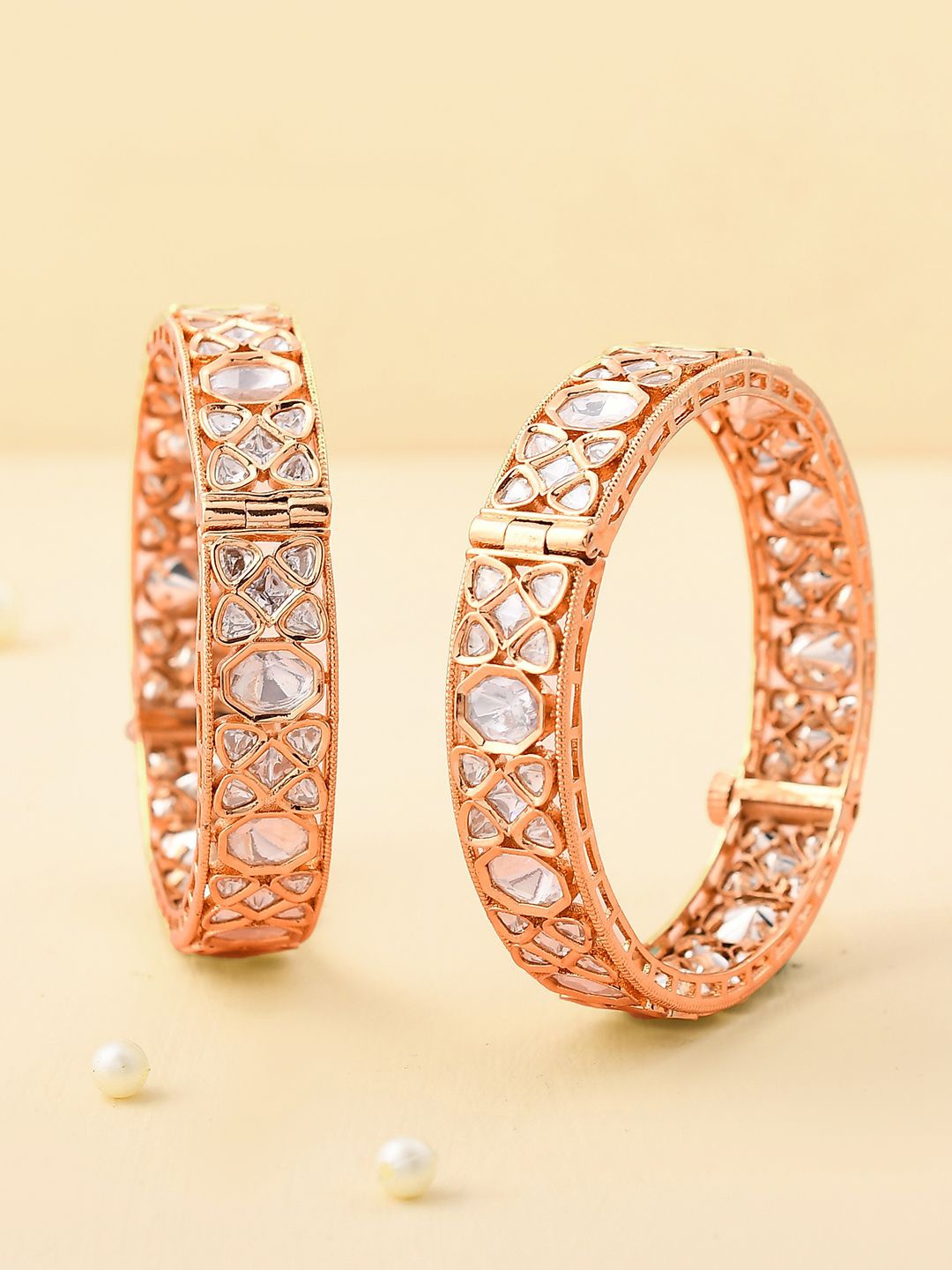 

Voylla Set Of 2 Gold-Plated AD-Studded Bangles