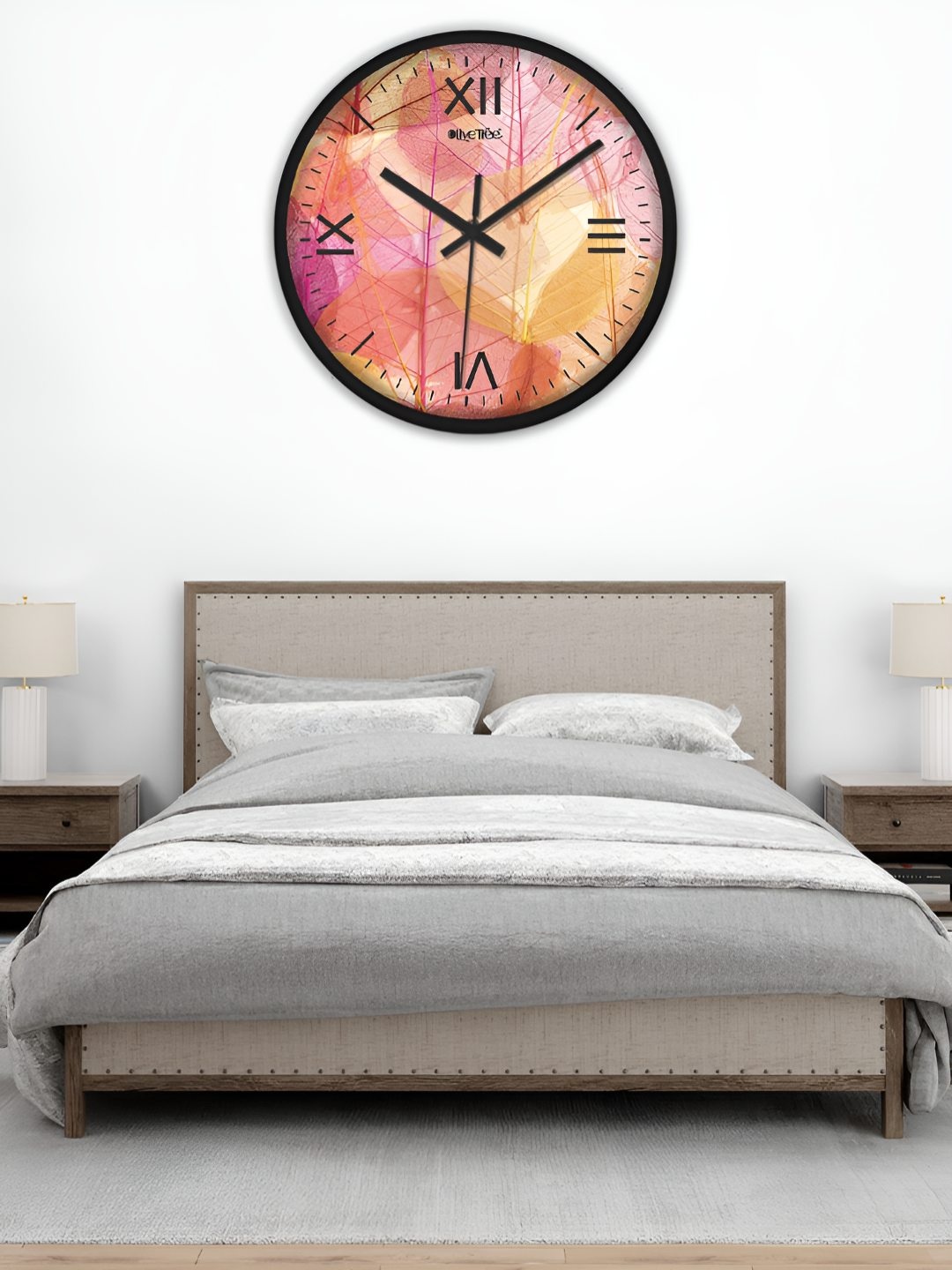 

OLIVE TREE Black & Orange Printed Analogue Round Contemporary Wall Clock