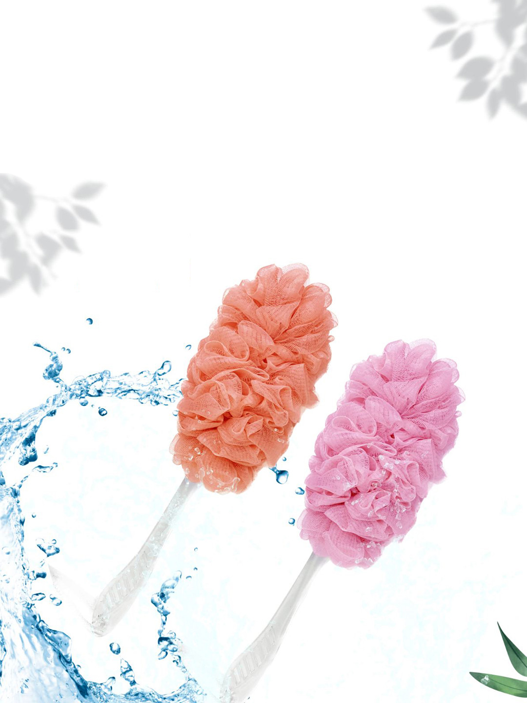

CareDone Set of 2 Soft Long Loofah with Handle, Orange