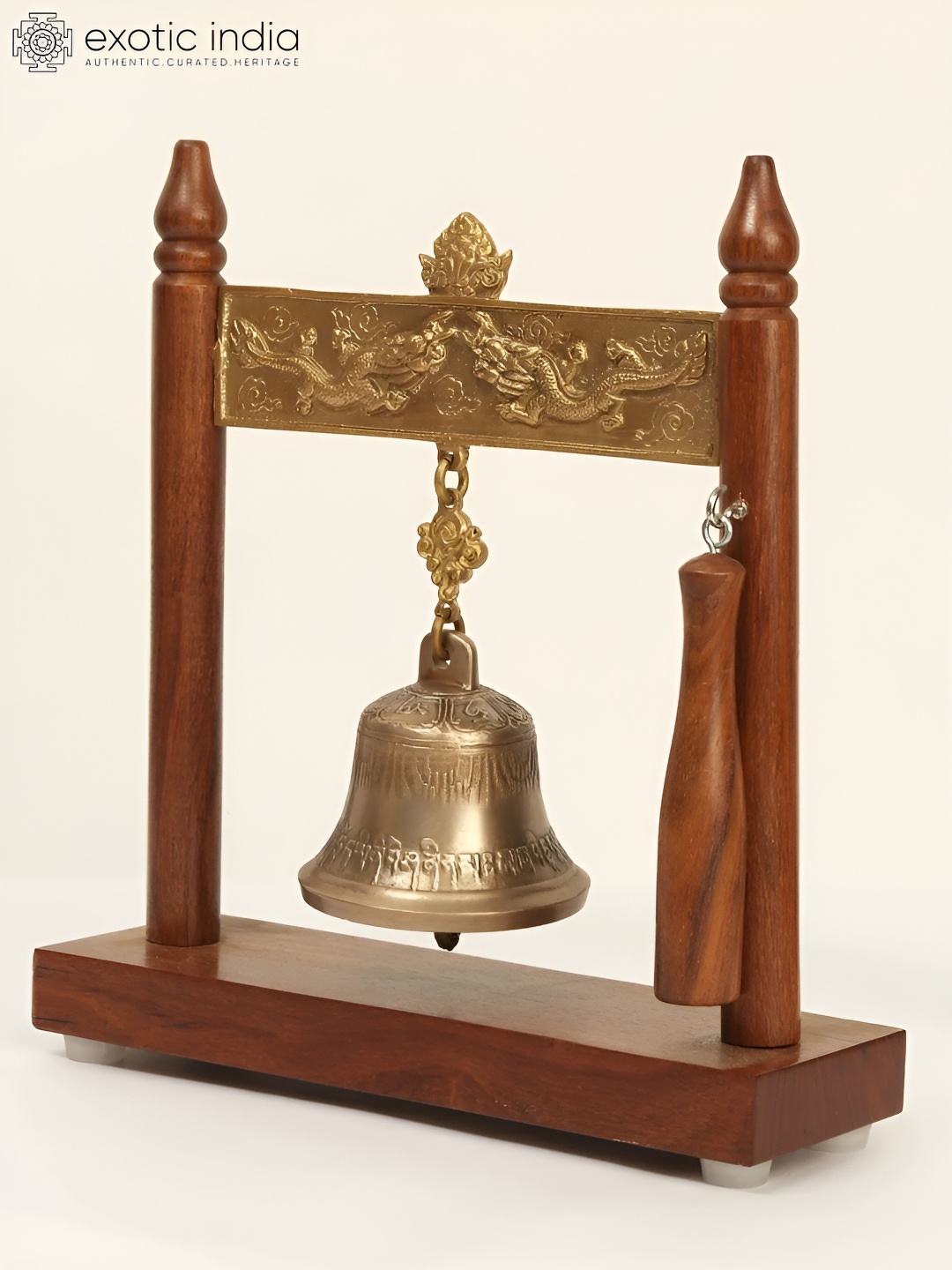 

Exotic India Tibetan Buddhist Monastery Bell with Clapper, Gold