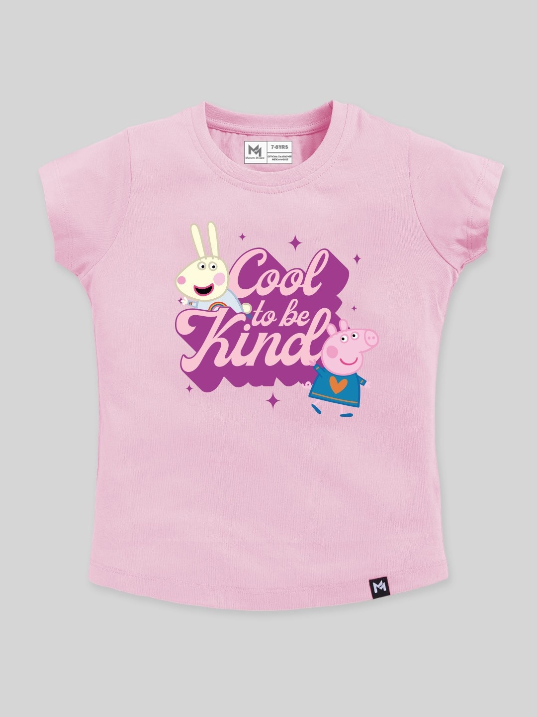 

YK X Minute Mirth Girls Printed Round Neck Pure Cotton T-Shirt, Pink