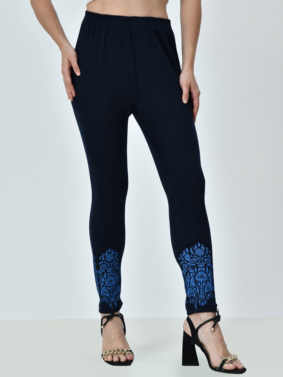 

BAESD Bottom Printed Ankle-Length Leggings, Navy blue