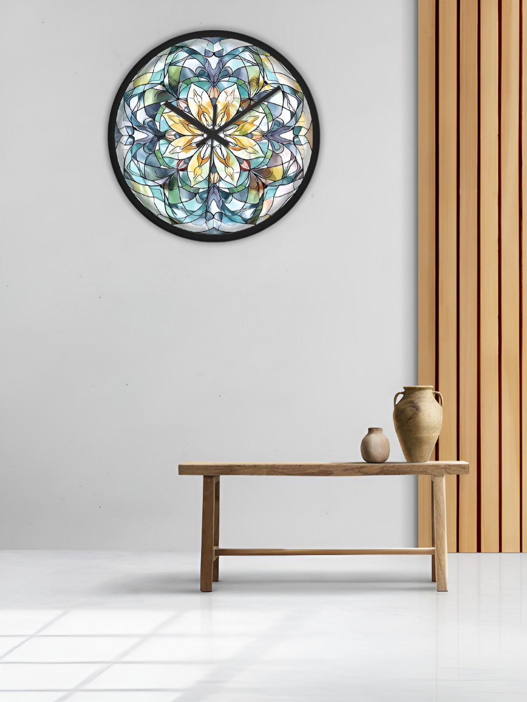 

OLIVE TREE Black & Green Printed Round Analogue Contemporary Wall Clock