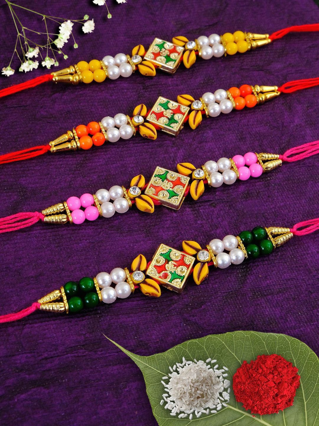 

Crunchy Fashion Set Of 4 Thread Rakhi, Red