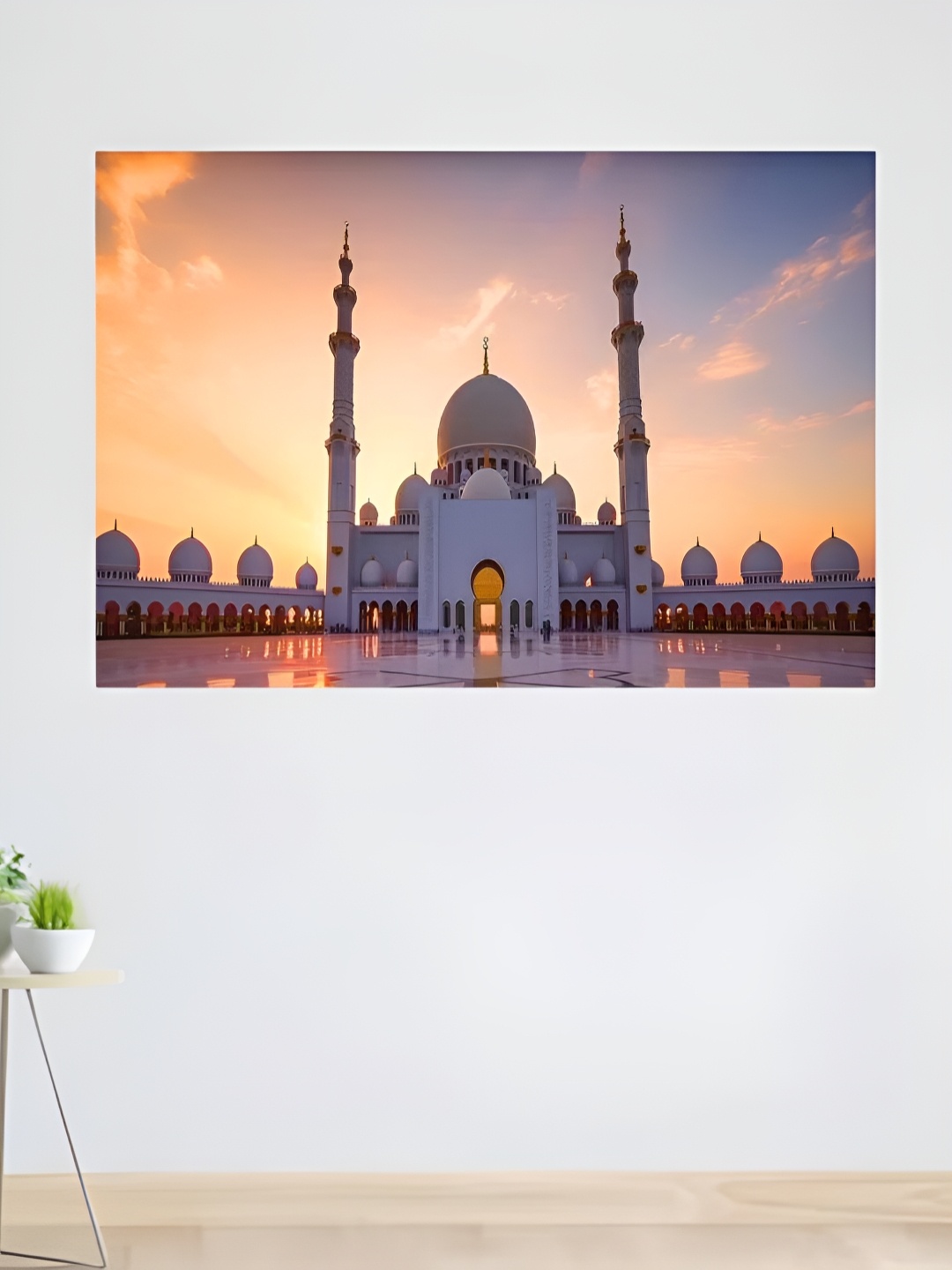 

CLAWCRAFTS White and Orange-Colored Wooden Wall Painting