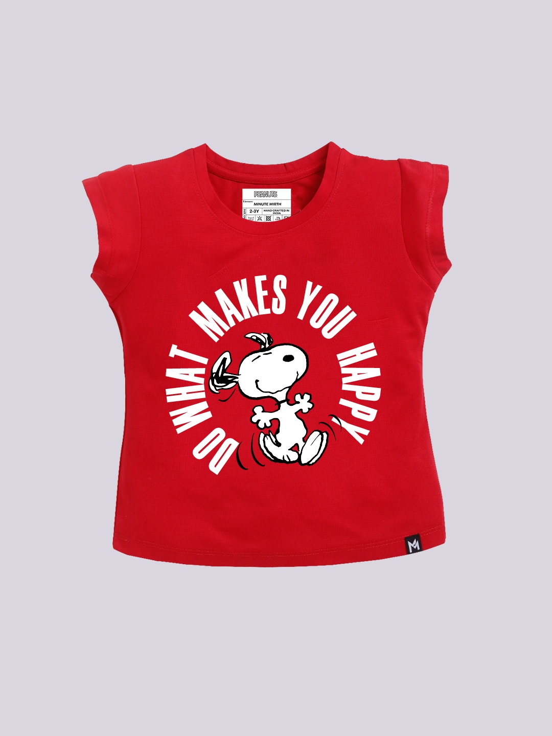 

YK X Minute Mirth Girls Snoopy Printed T-shirt, Red