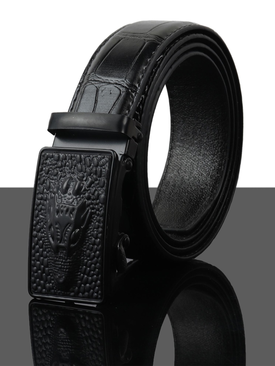 

WINSOME DEAL Men Textured Slider Buckle Formal Belt, Black