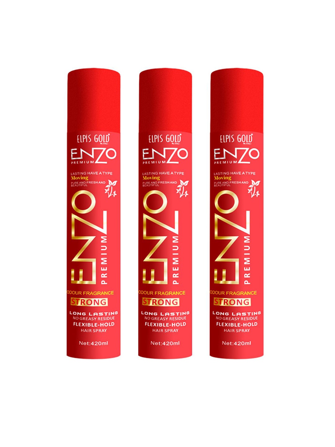 

ELPIS GOLD Enzo Premium Set Of 3 Hair Spray-420ml Each, Transparent