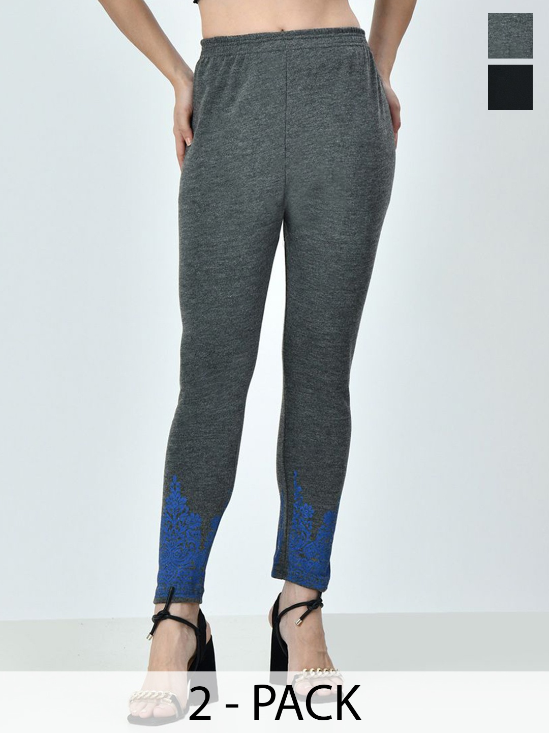 

BAESD Pack Of 2 Wool Printed Ankle-Length Leggings, Multi