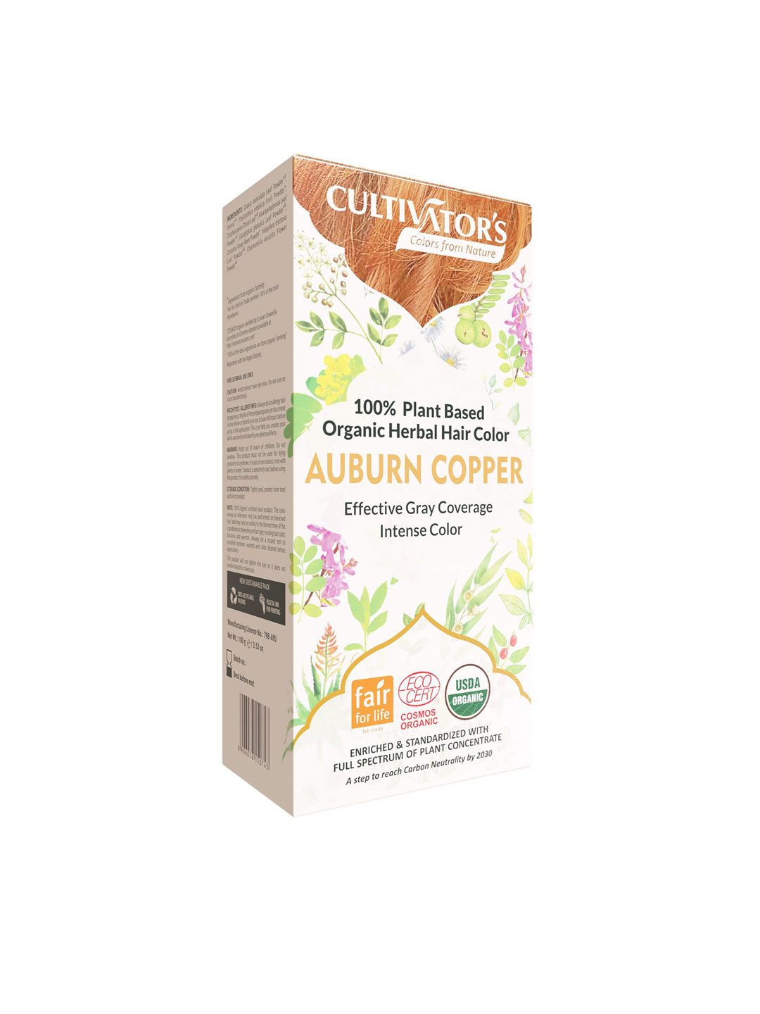 

Cultivators Organic Hair Color-100g - Auburn Copper, Green