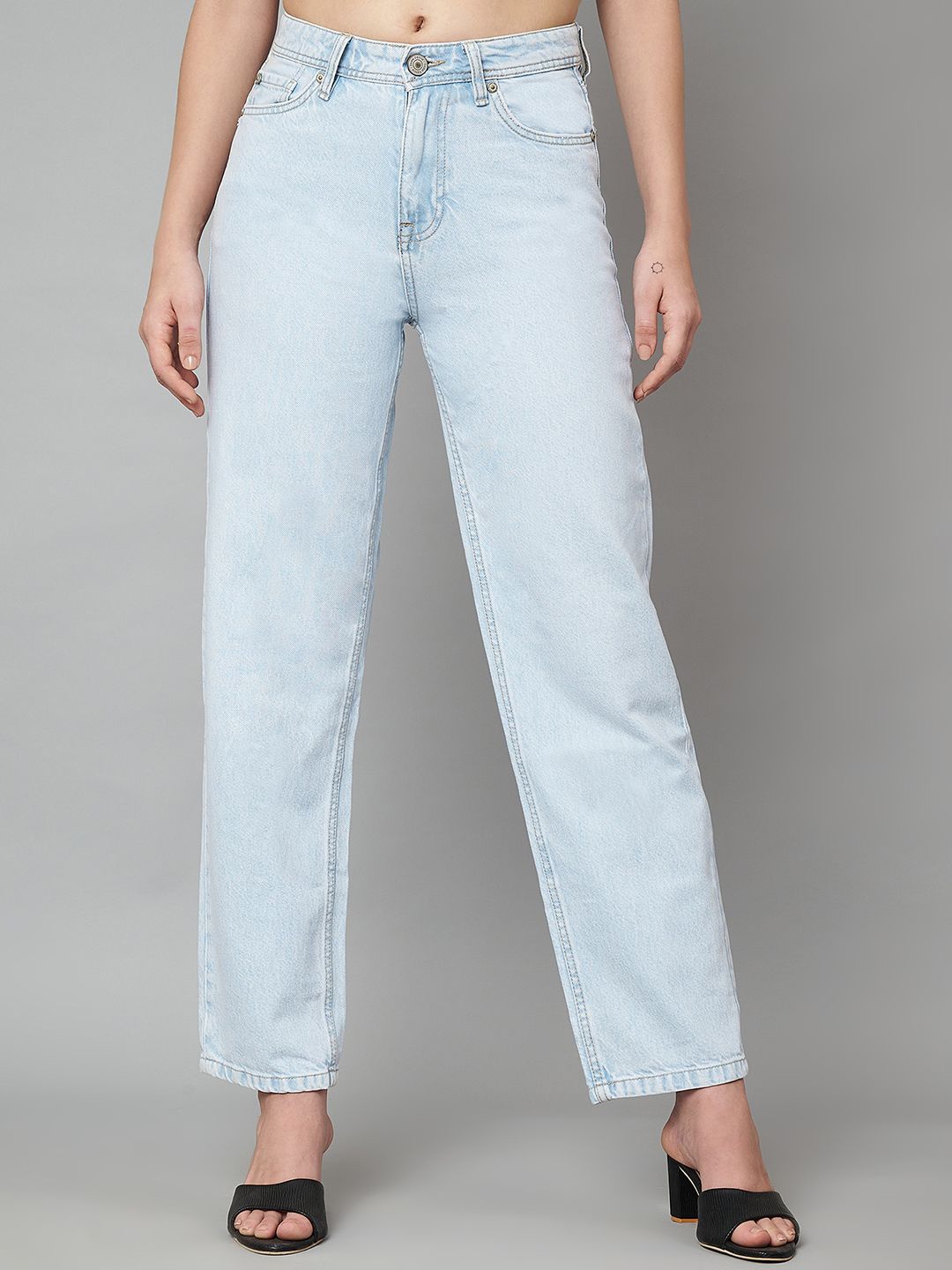 

Zaahii Women Straight Fit High-Rise Heavy Fade Jeans, Blue